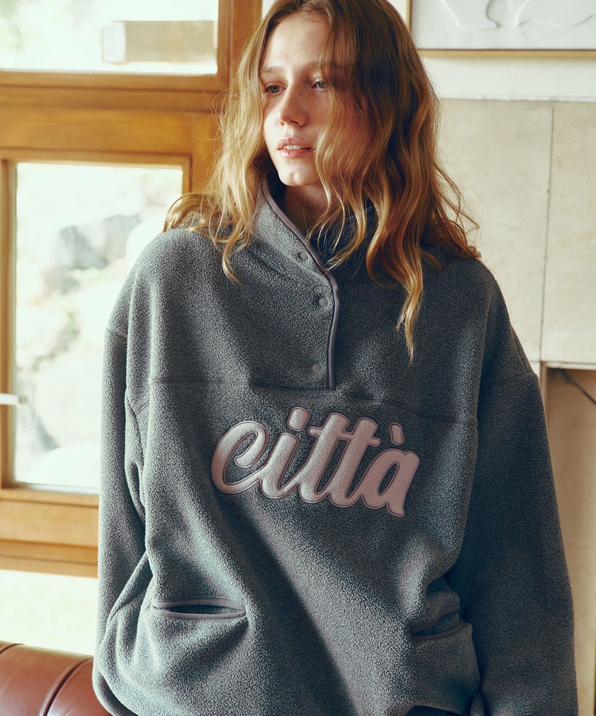 씨타(CITTA) Signature Logo Half Zip-up Fleece_CTT3000(Melange Grey)