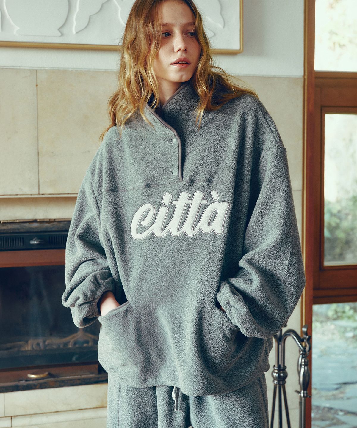 씨타(CITTA) Signature Logo Half Zip-up Fleece_CTT3000(Melange Grey)