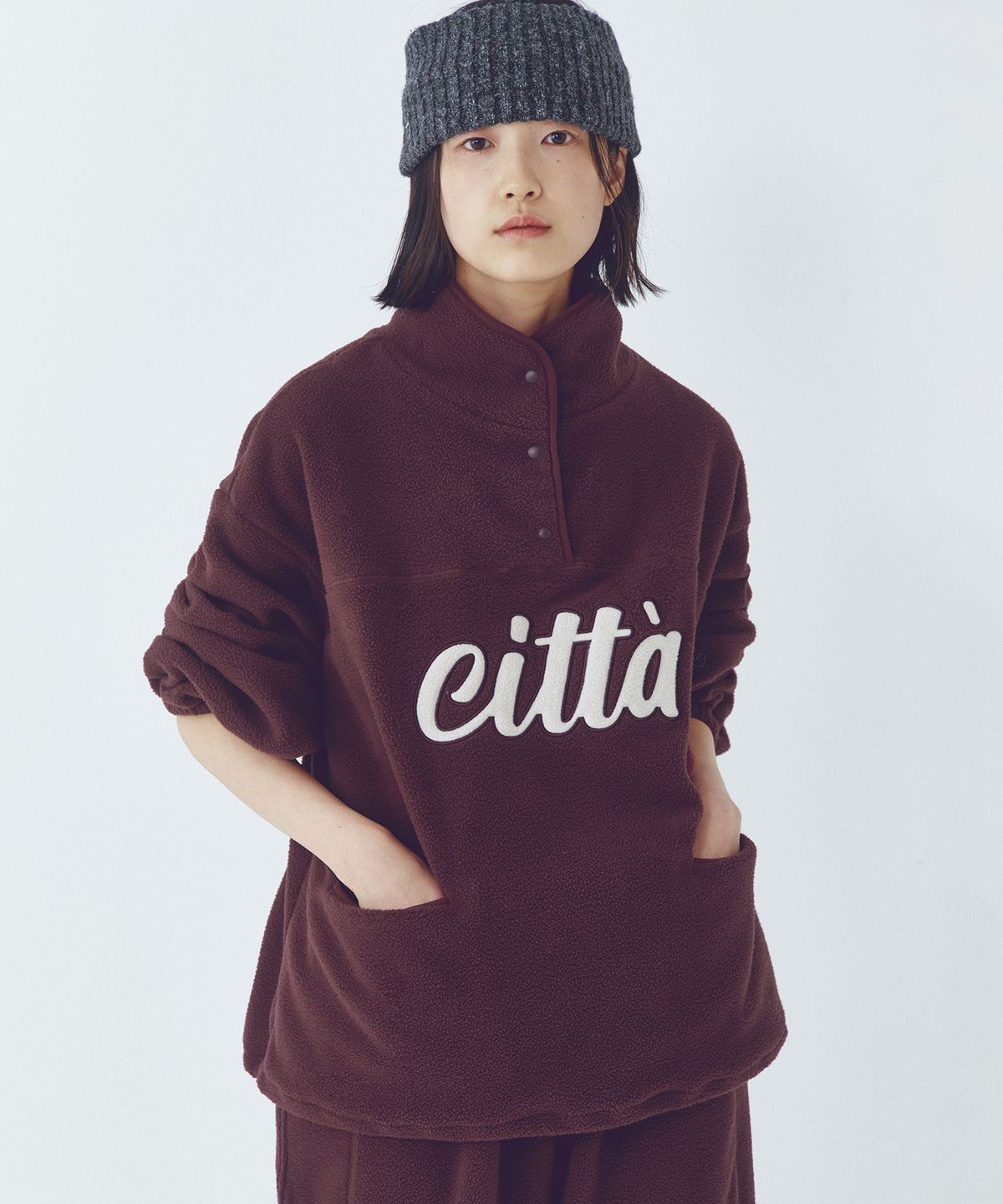 씨타(CITTA) Signature Logo Half Zip-up Fleece_CTT3000(Wine)