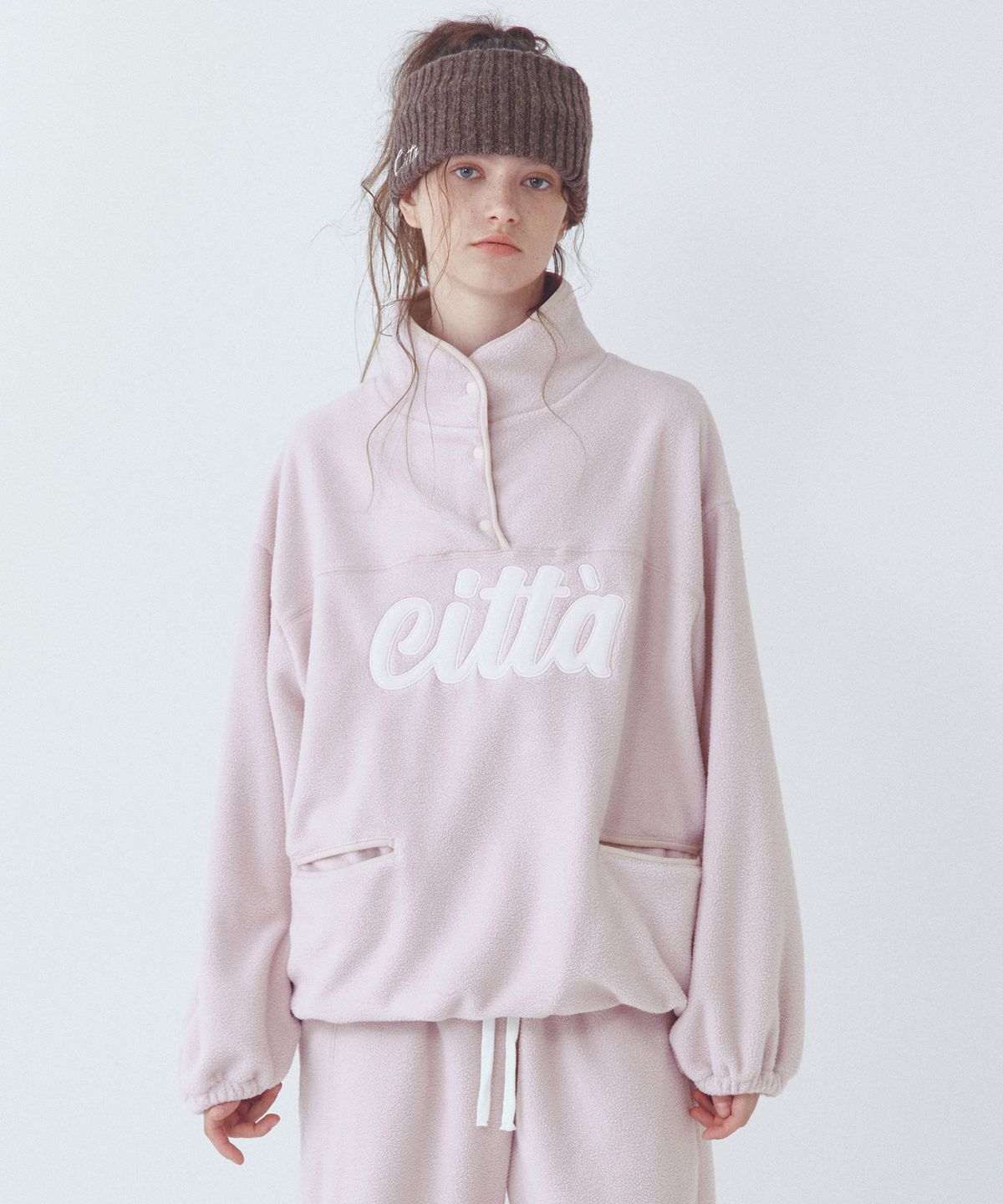 씨타(CITTA) Signature Logo Half Zip-up Fleece_CTT3000(Pink)