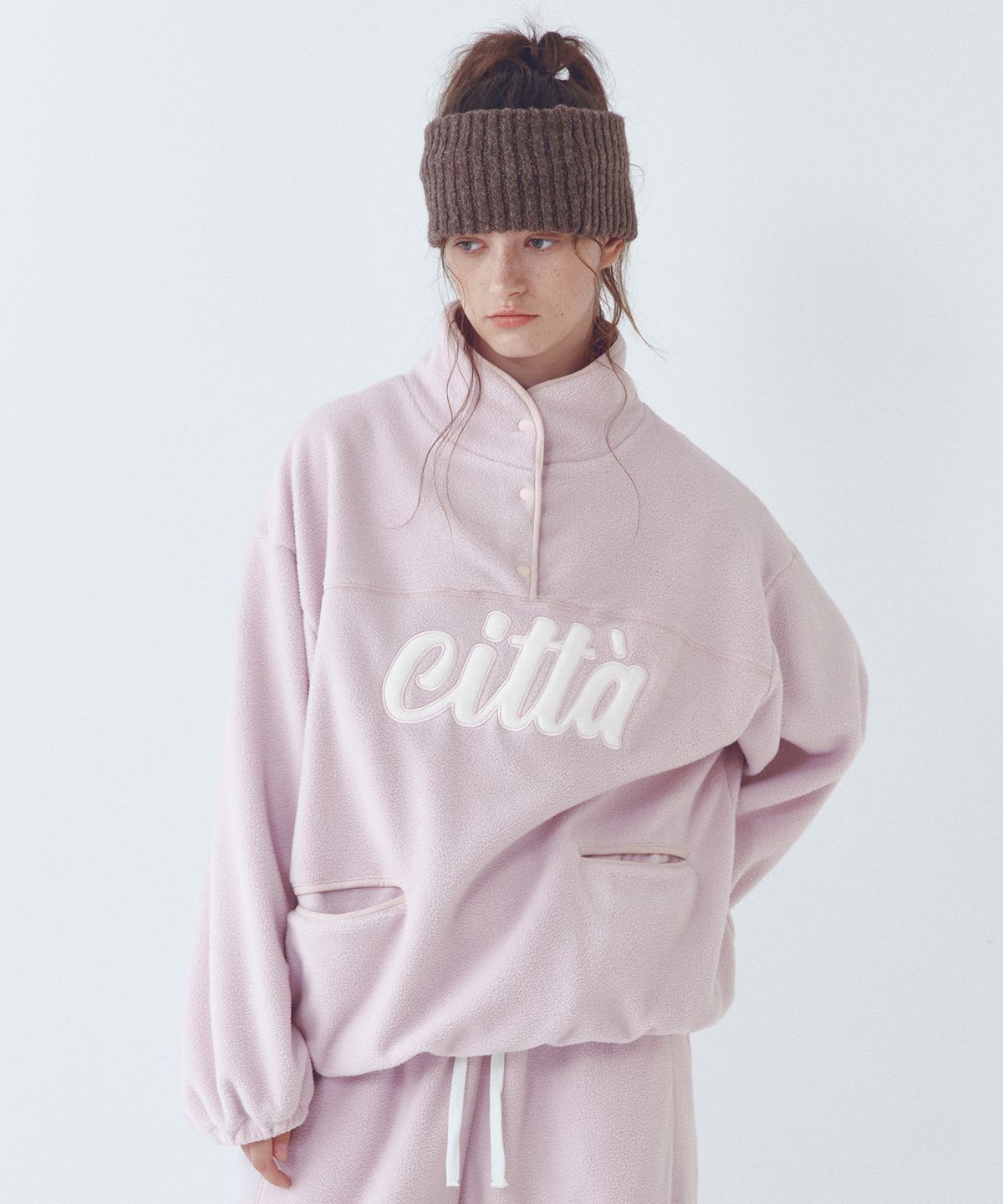 씨타(CITTA) Signature Logo Half Zip-up Fleece_CTT3000(Pink)