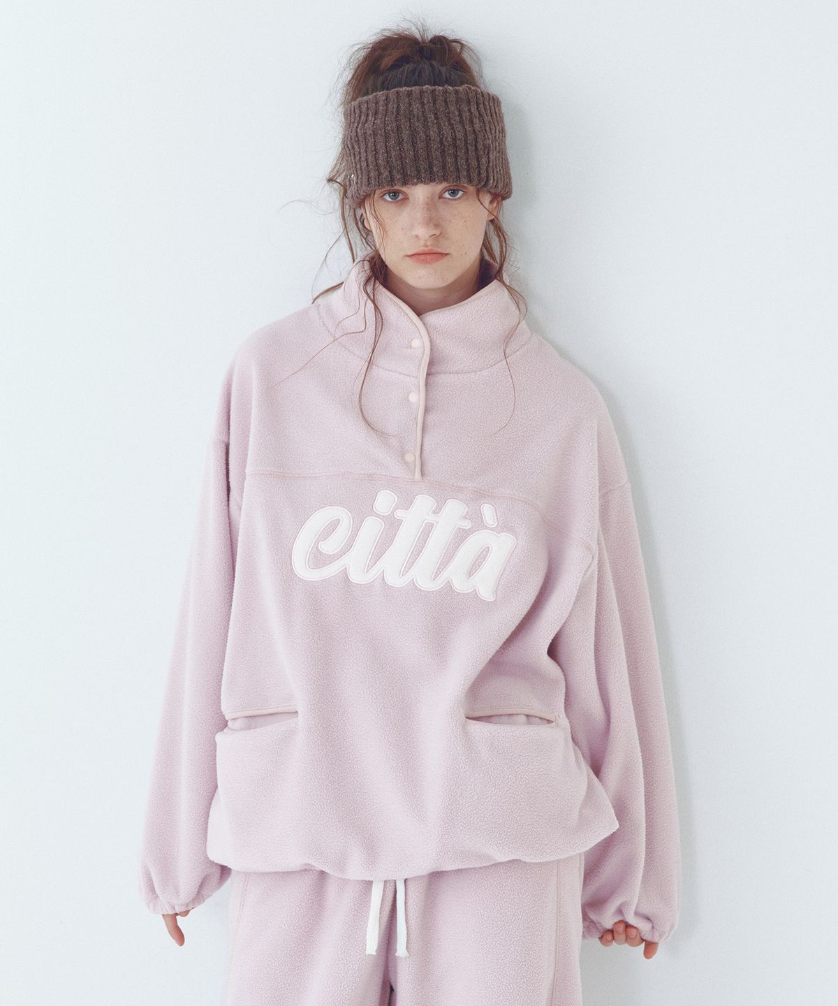 씨타(CITTA) Signature Logo Half Zip-up Fleece_CTT3000(Pink)