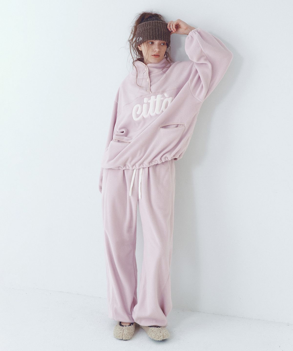 씨타(CITTA) Signature Logo Half Zip-up Fleece_CTT3000(Pink)