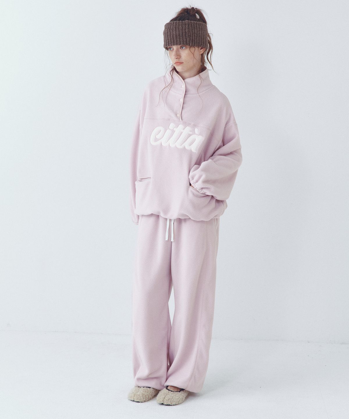 씨타(CITTA) [SET]Signature Logo Half Zip-up Fleece Set-up(4color)