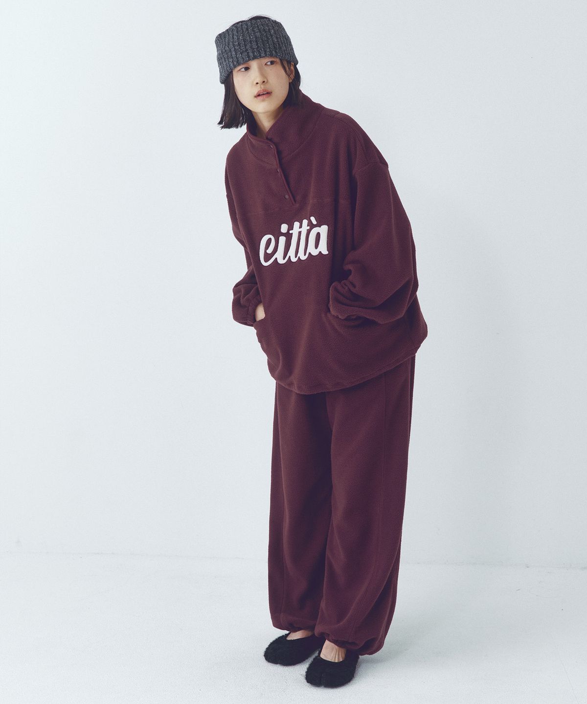 씨타(CITTA) [SET]Signature Logo Half Zip-up Fleece Set-up(4color)