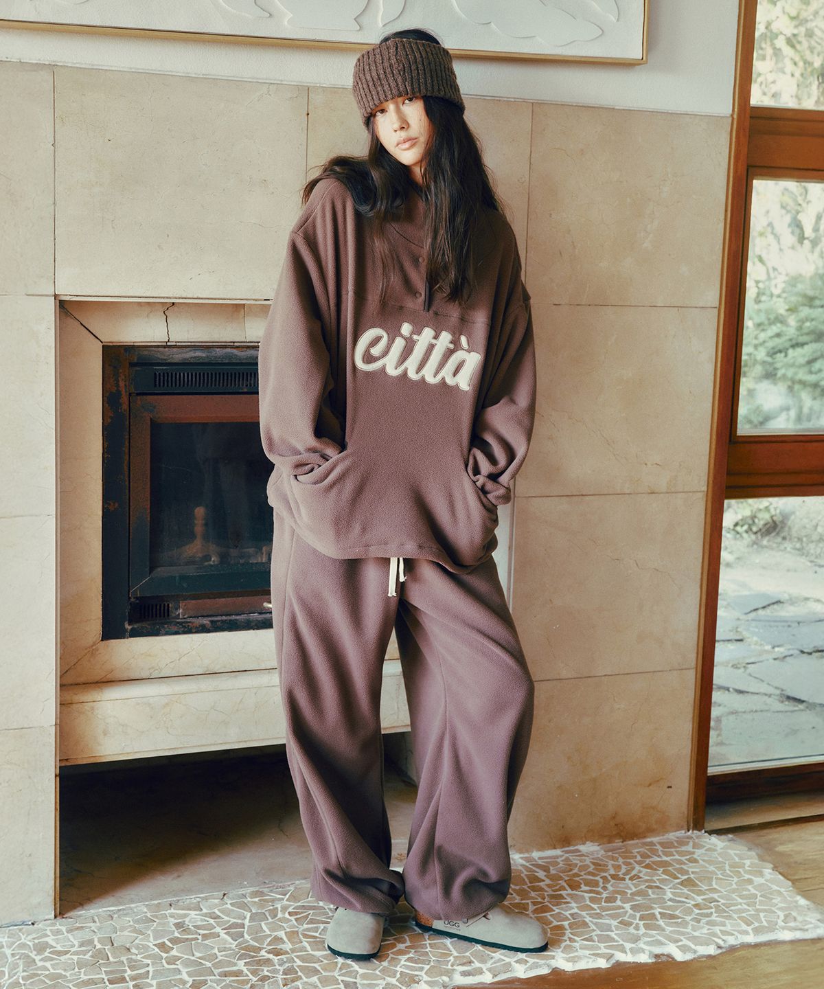 씨타(CITTA) [SET]Signature Logo Half Zip-up Fleece Set-up(4color)