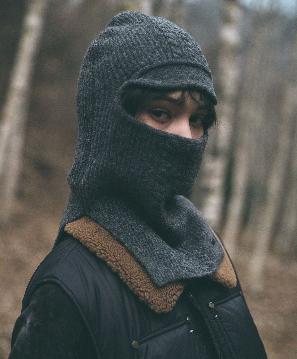 누크피터(NUUKFITTER) YAK CABLE KNIT BALACLABA [CHARCOAL]
