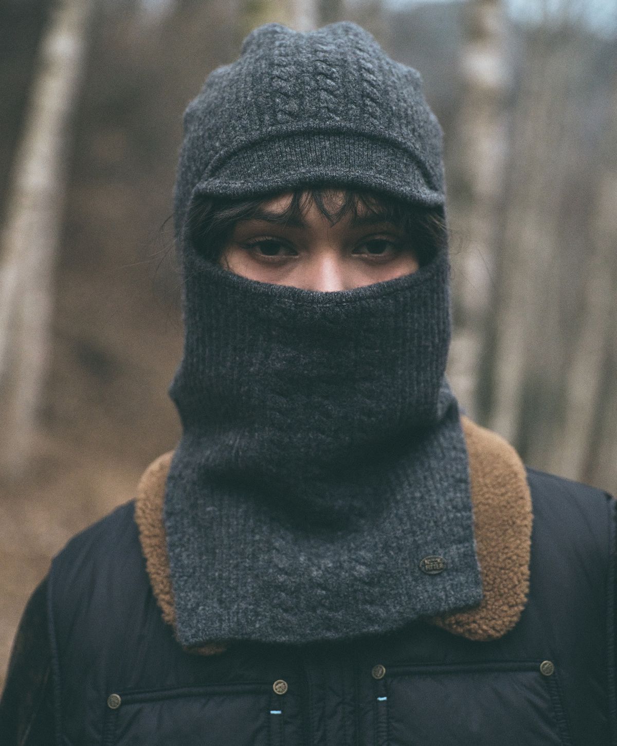 누크피터(NUUKFITTER) YAK CABLE KNIT BALACLABA [CHARCOAL]