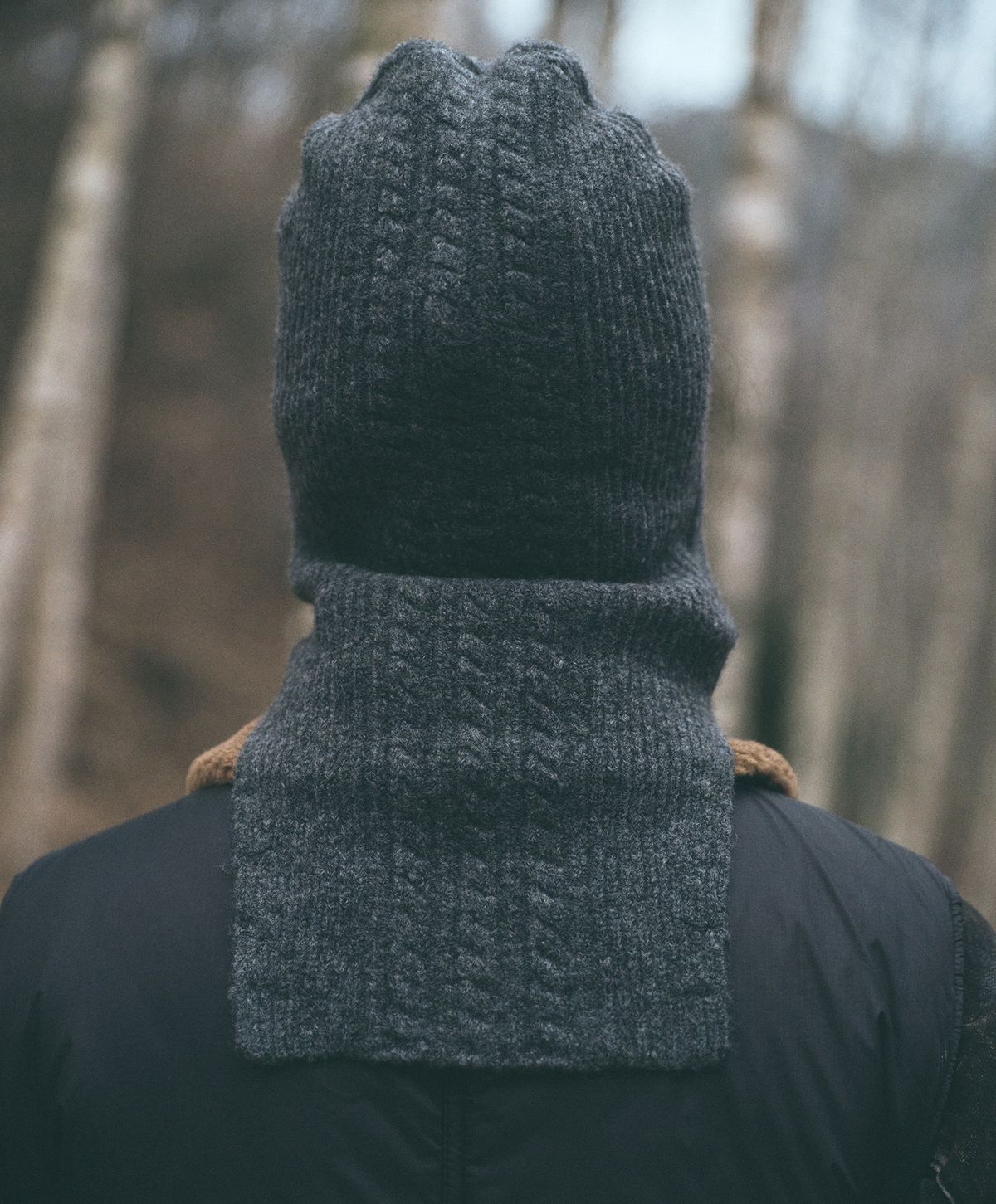 누크피터(NUUKFITTER) YAK CABLE KNIT BALACLABA [CHARCOAL]