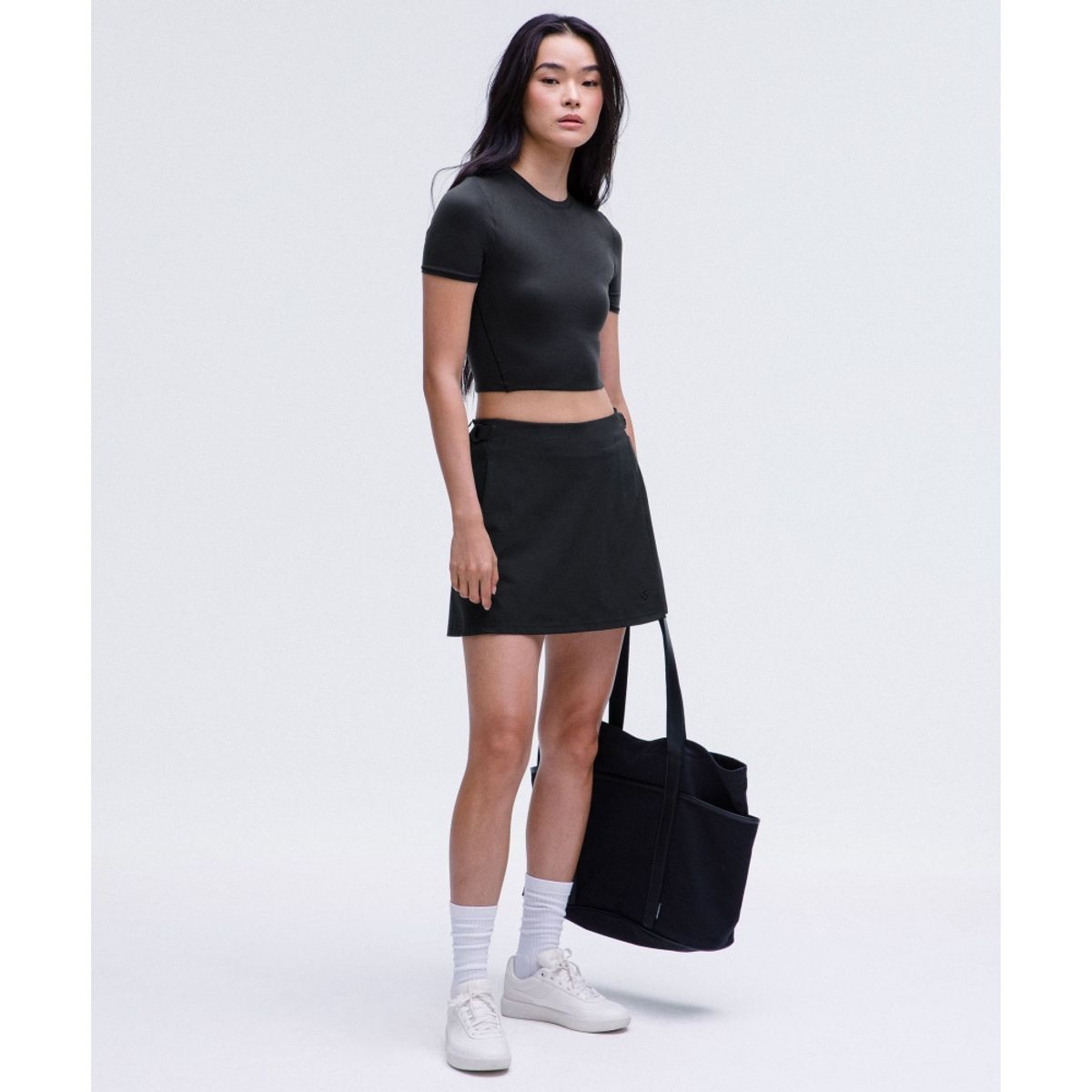 룰루레몬(LULULEMON) 원더모스트 Ultra Soft Nulu 크루넥 크롭 티셔츠  BLK