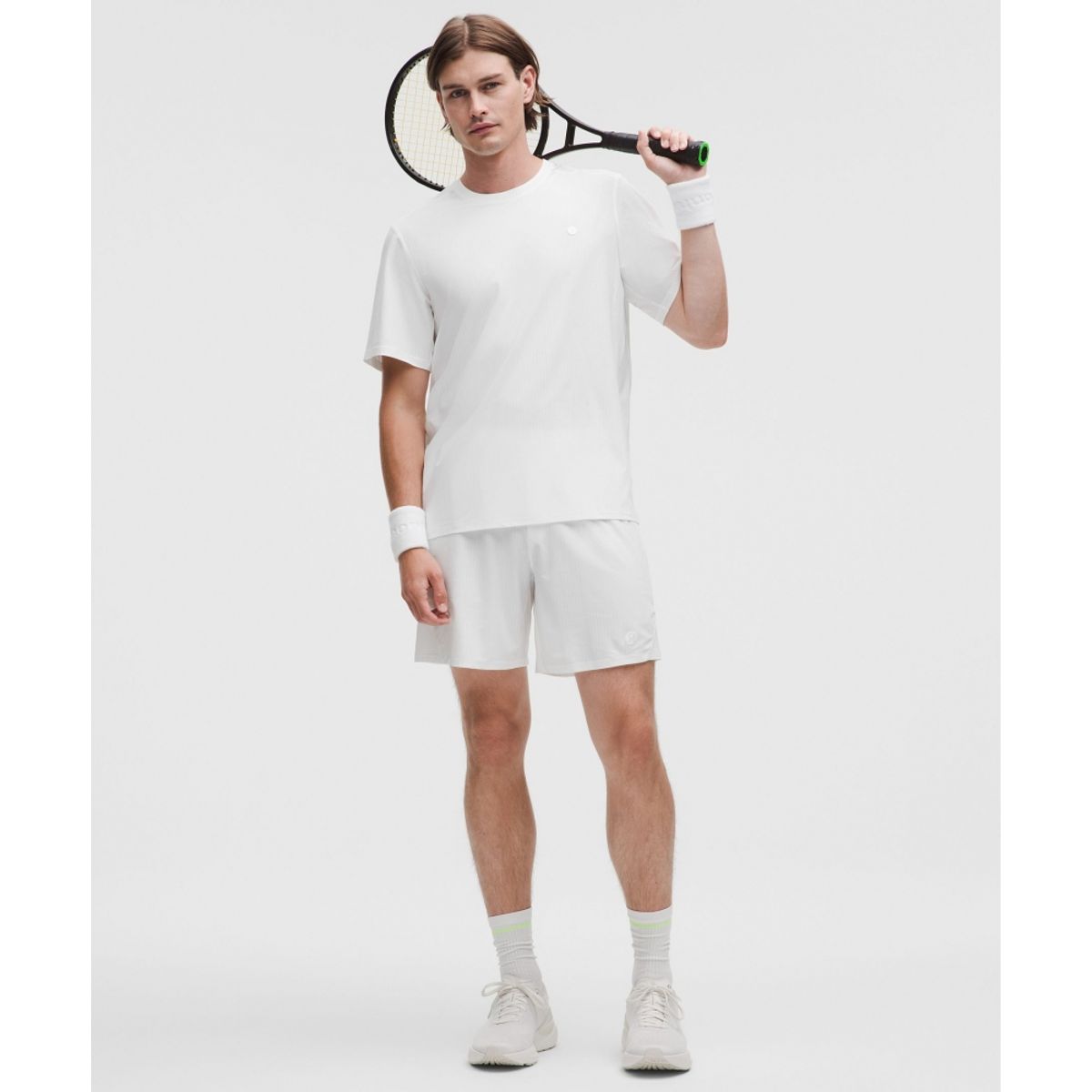 룰루레몬(LULULEMON) UV 프로텍티브 스트라이프 메쉬 테니스 티셔츠  WHT