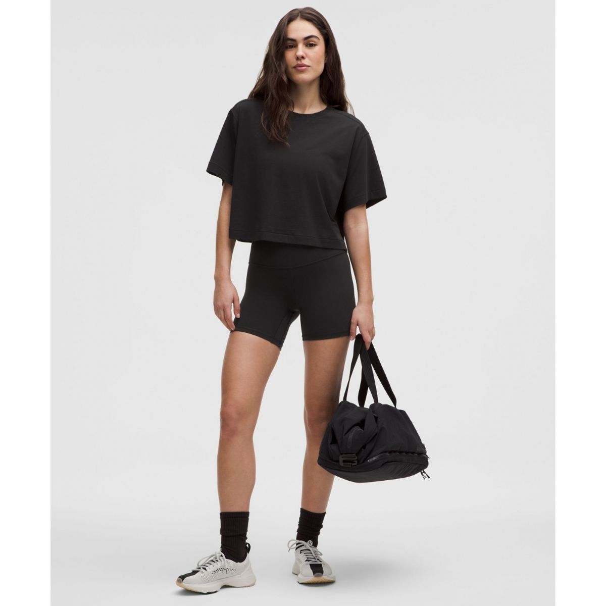 룰루레몬(LULULEMON) 올 유어스 코튼 크롭 티셔츠  BLK