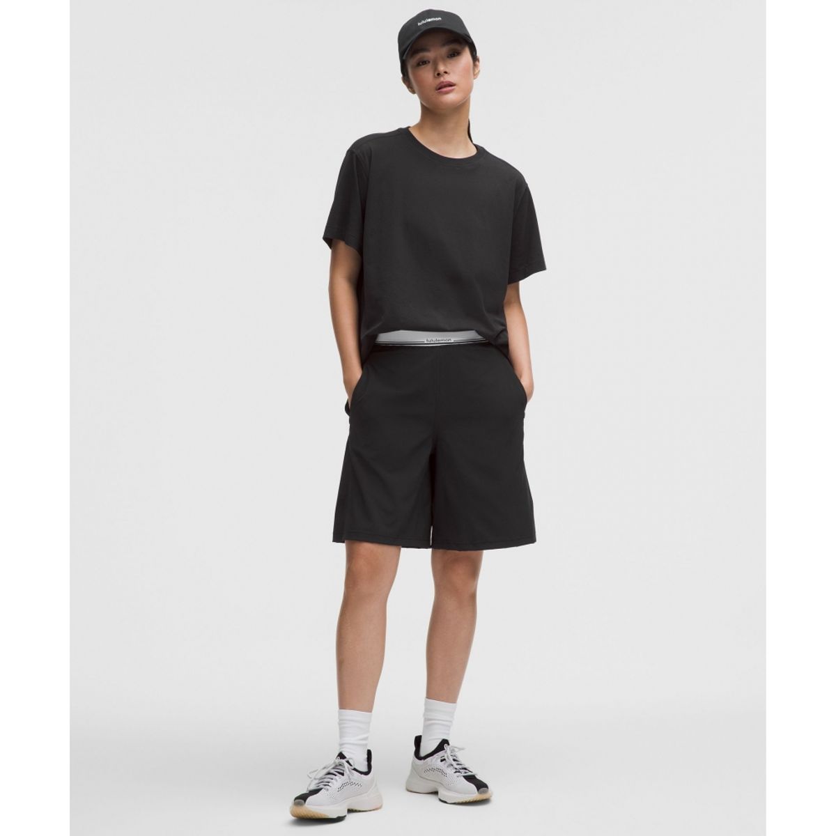 룰루레몬(LULULEMON) 코튼 크루넥 티셔츠  BLK