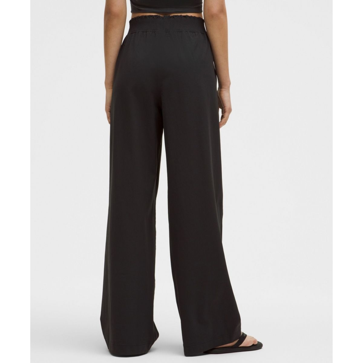 룰루레몬(LULULEMON) 스트레치 우븐 러플 웨이스트 와이드 레그 팬츠  BLK