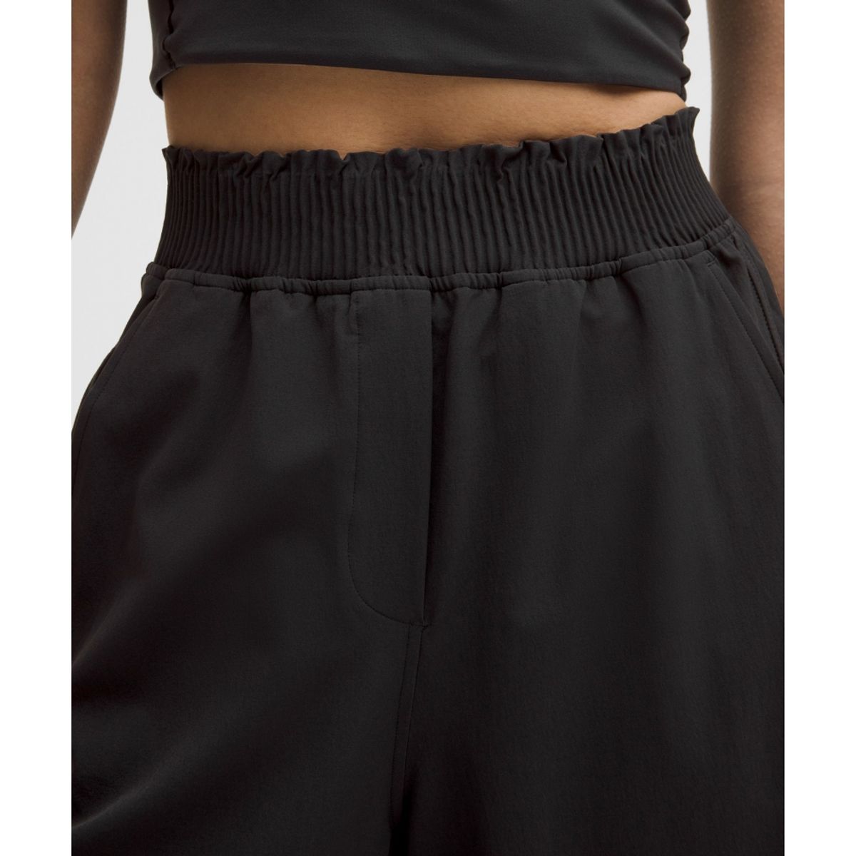 룰루레몬(LULULEMON) 스트레치 우븐 러플 웨이스트 와이드 레그 팬츠  BLK