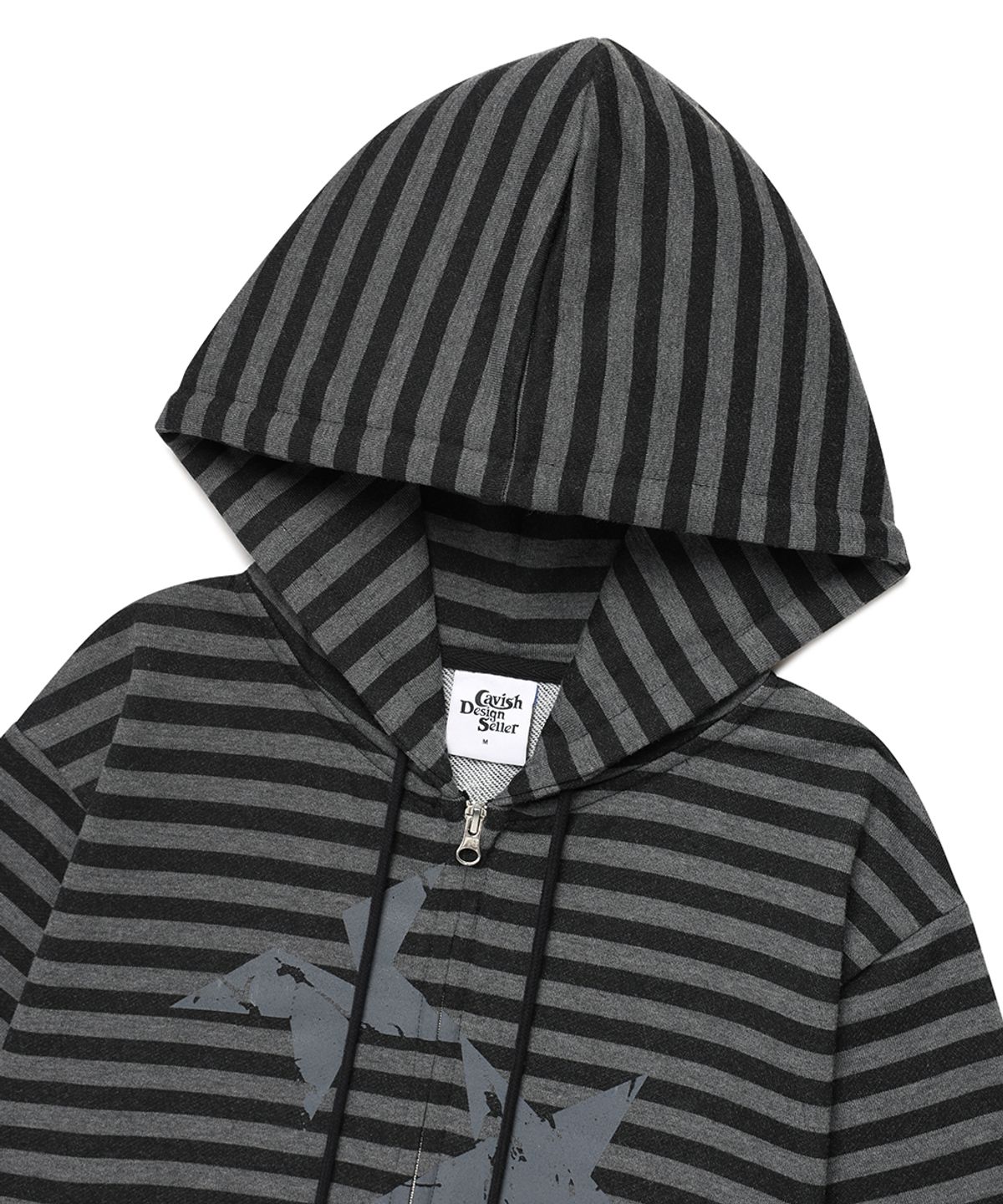 카비시(CAVISH) STRIPED TWIN STAR ZIP UP HOODIE BLACK(CV2FFUM499A)