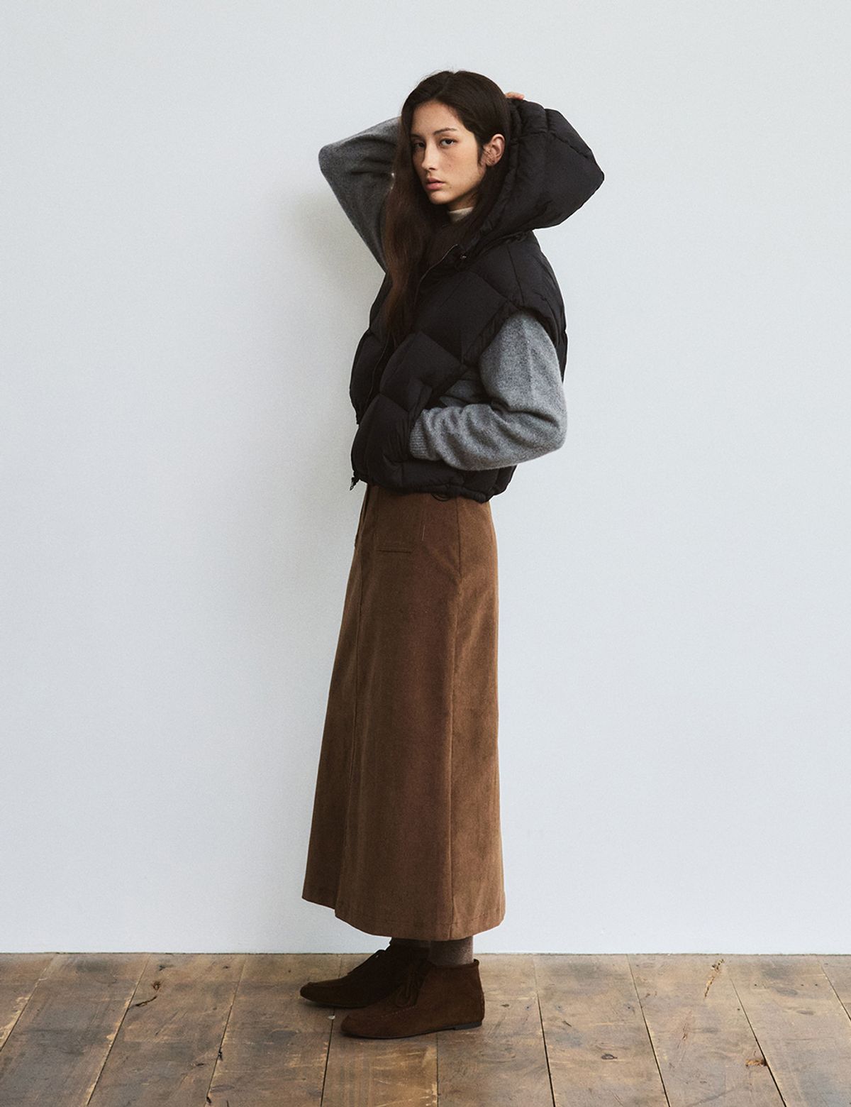 더엘로(THEELO) Square Quilting Down Vest (Black)