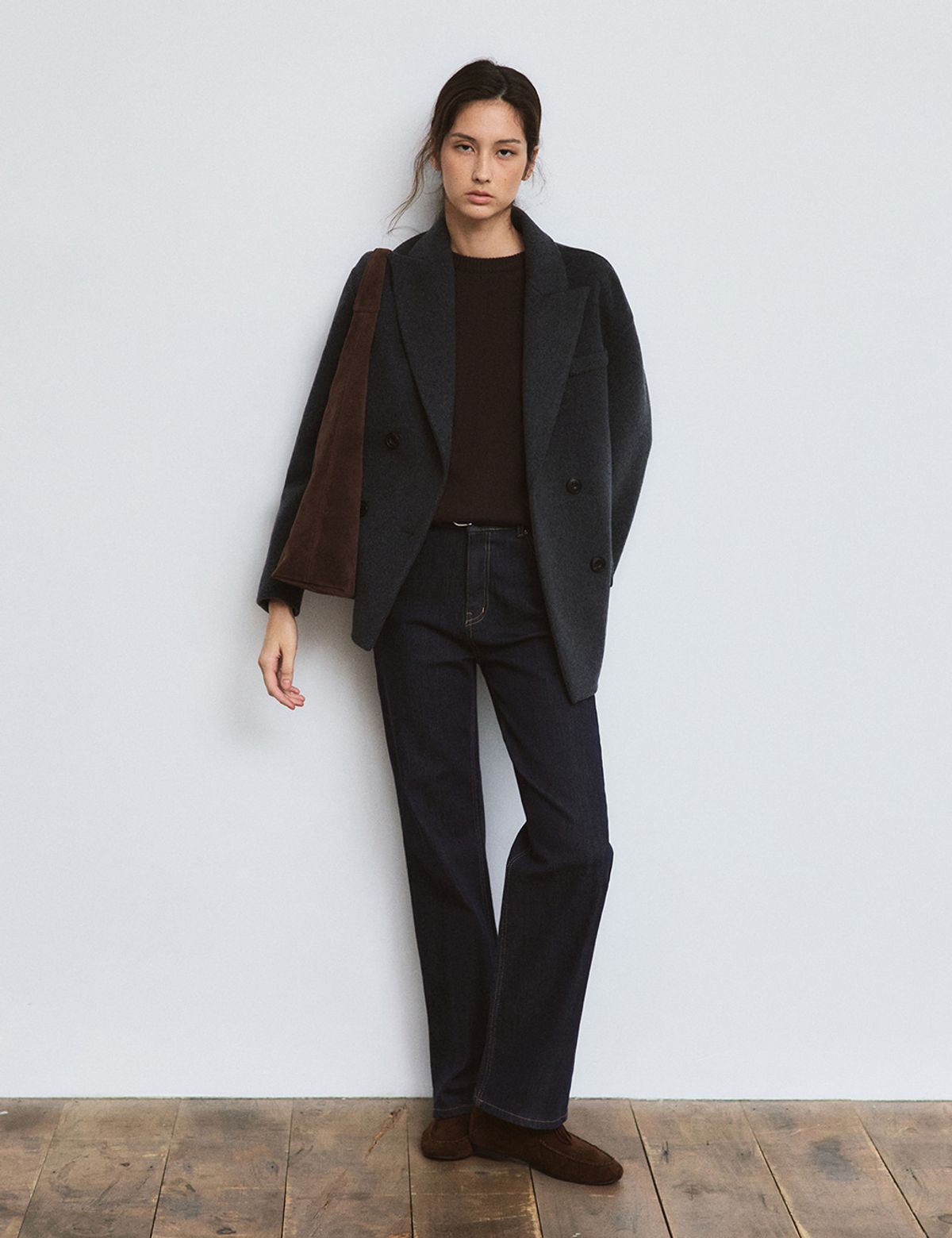 더엘로(THEELO) Cash Handmade Double Jacket (Charcoal)
