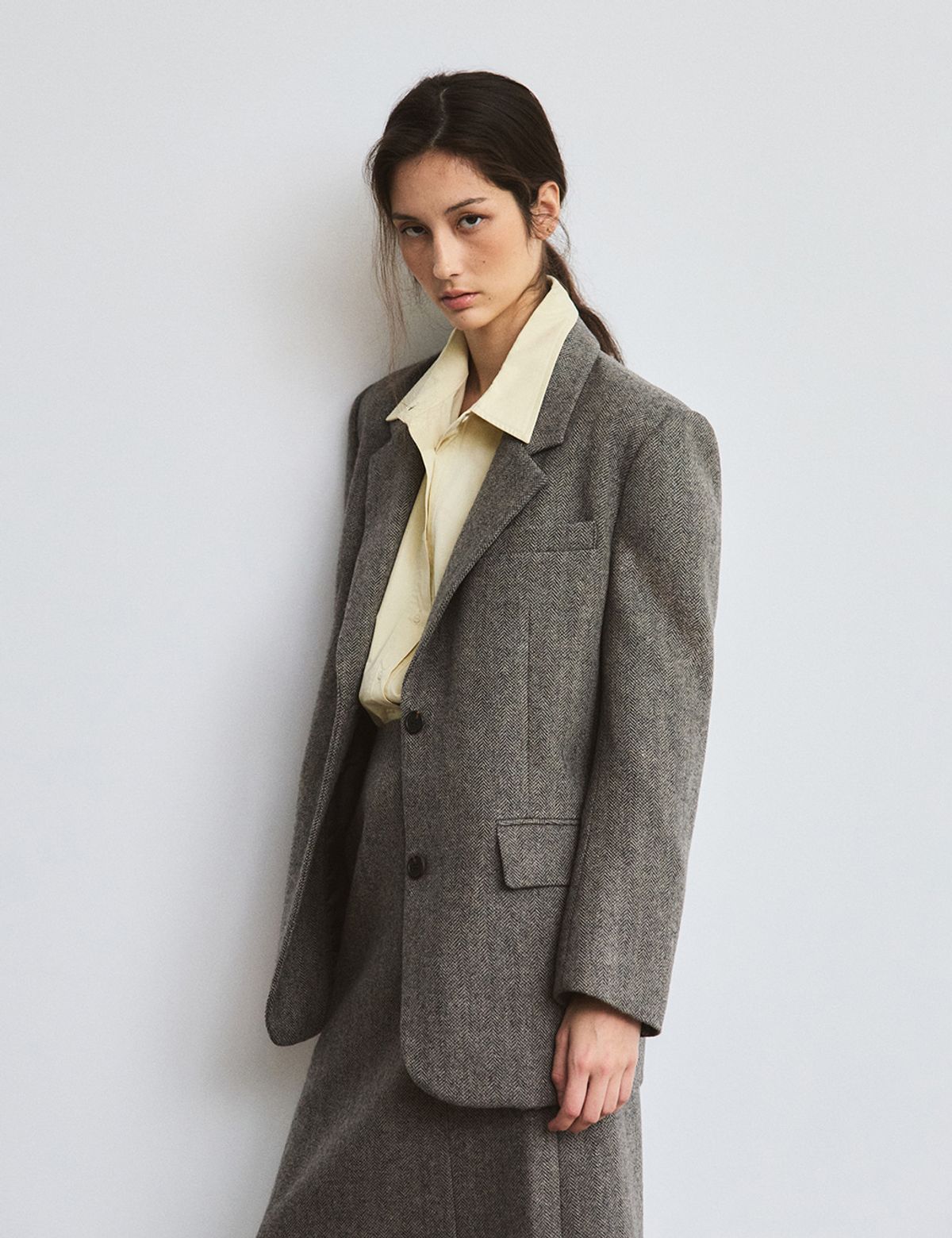 더엘로(THEELO) Herringbone Jacket (Charcoal)