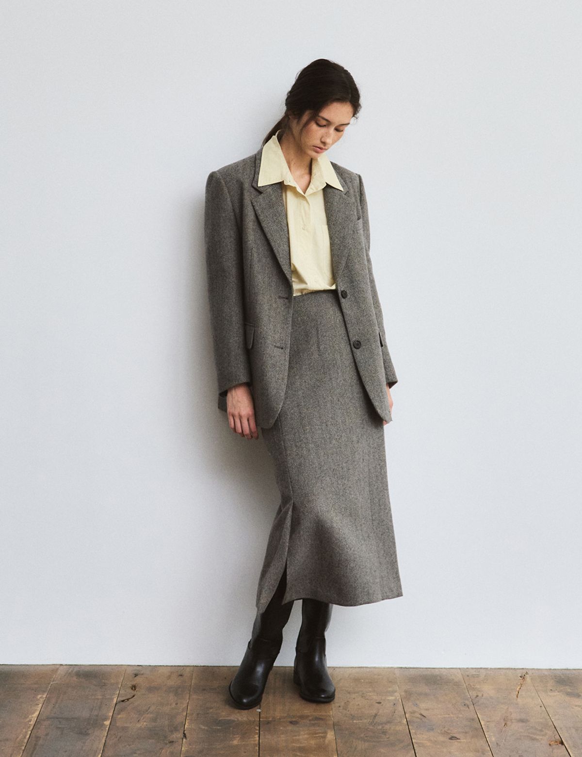 더엘로(THEELO) Herringbone Jacket (Charcoal)