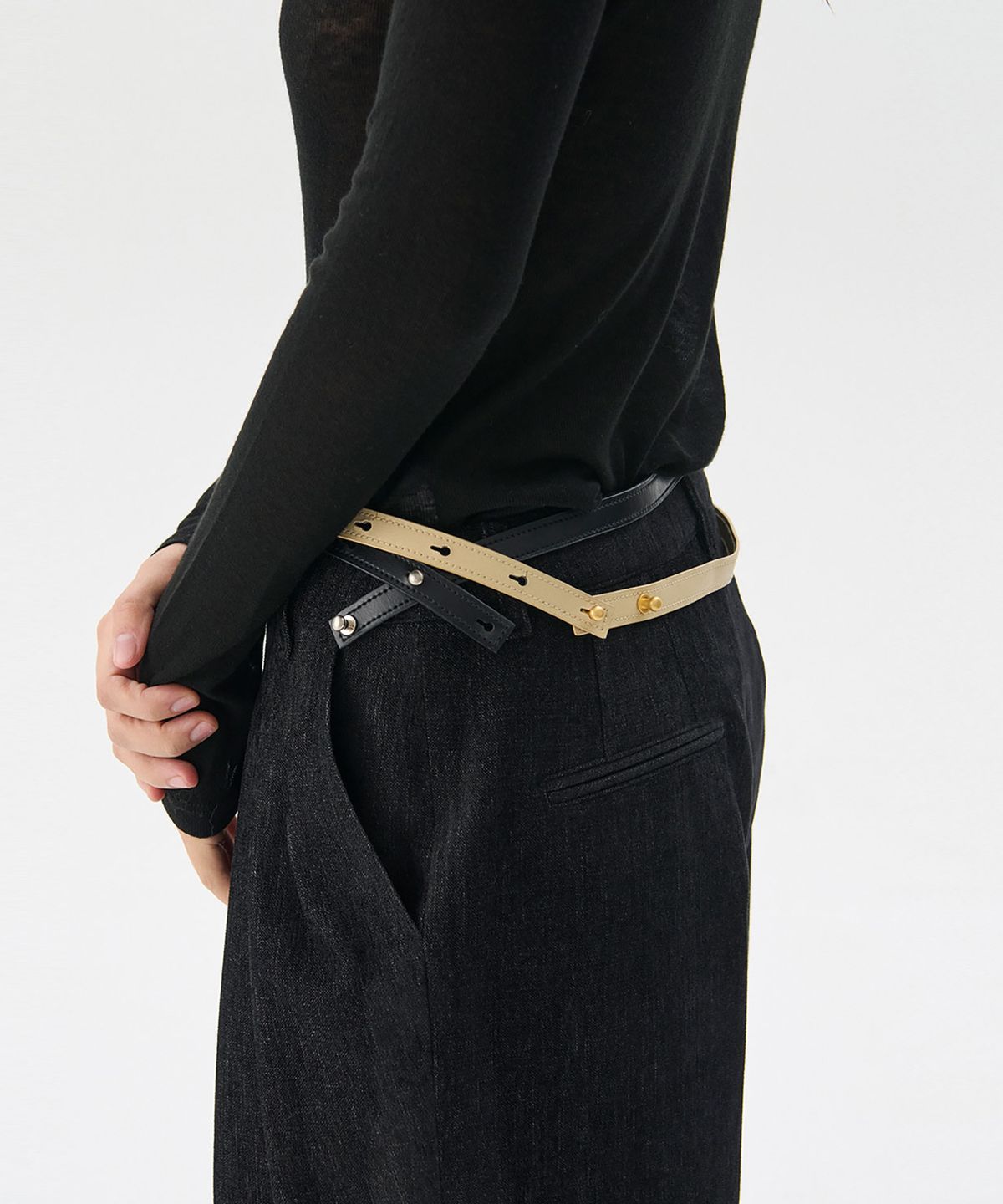 분더캄머(WNDERKAMMER) Vegan-leather Slim Belt_2Color(비건레더 슬림벨트_2컬러)