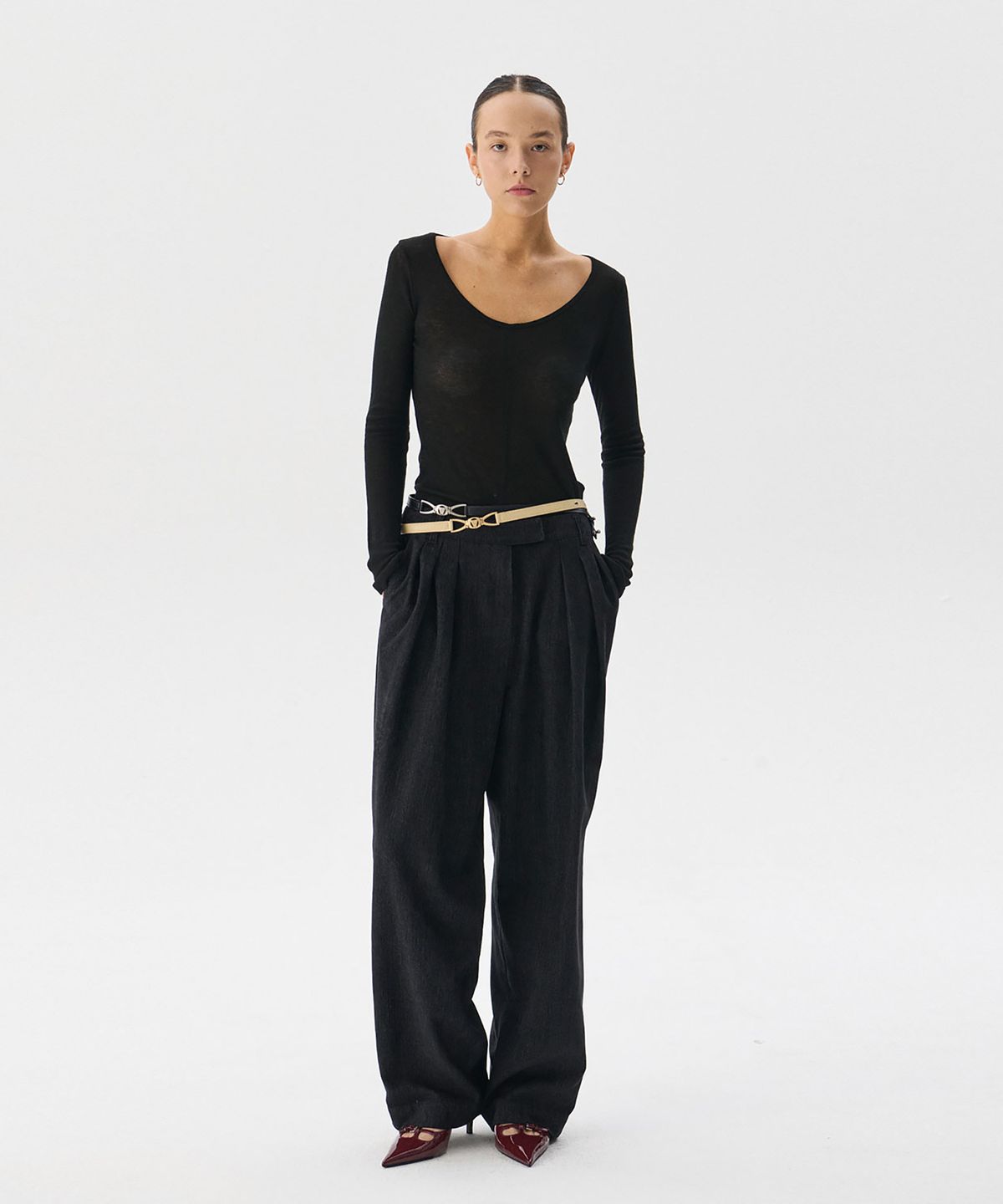 분더캄머(WNDERKAMMER) Vegan-leather Slim Belt_2Color(비건레더 슬림벨트_2컬러)
