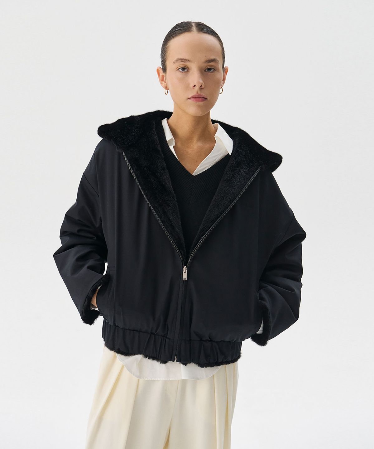 분더캄머(WNDERKAMMER) Reversible Mink fur Jumper_Black(리버시블 밍크 퍼 점퍼_블랙)