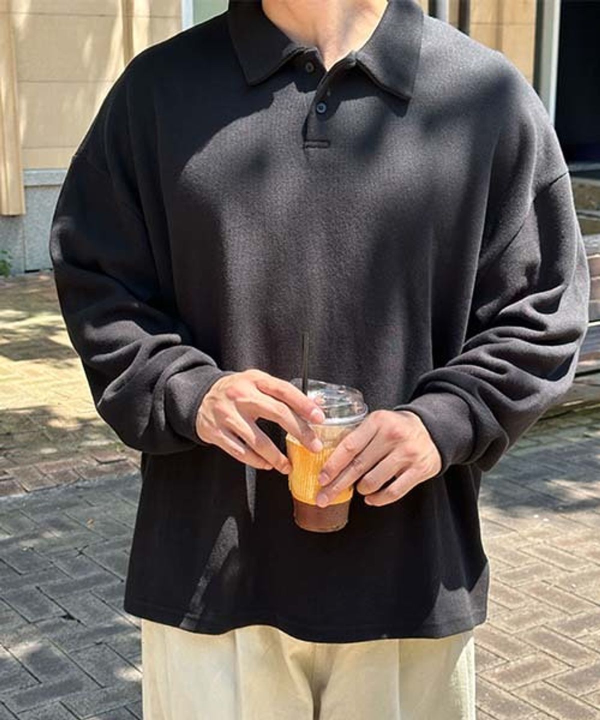 바이모노(BYMONO) [빅사이즈 XL-8XL] 모노 헤비 버터 니트 카라티