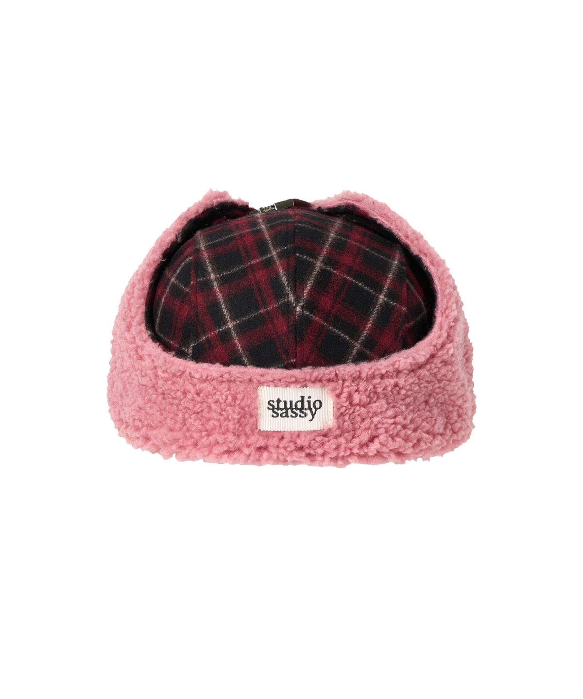 유얼쎄시(YOUR SASSY) Fuzzy Bunny Check Trapper Hat (RED)