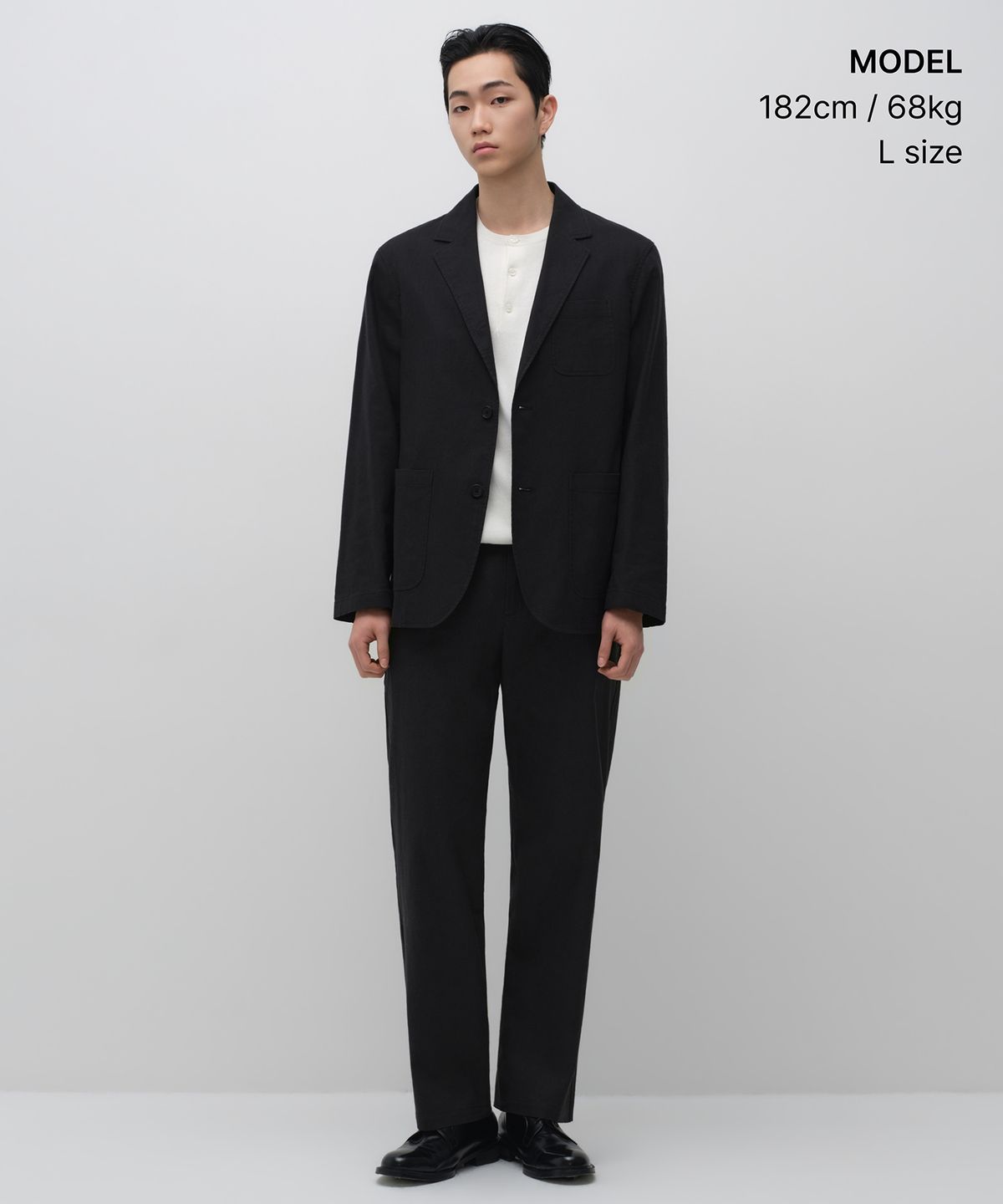무신사 스탠다드(MUSINSA STANDARD) [시티 워커스] 린넨 블렌드 블레이저 [블랙]