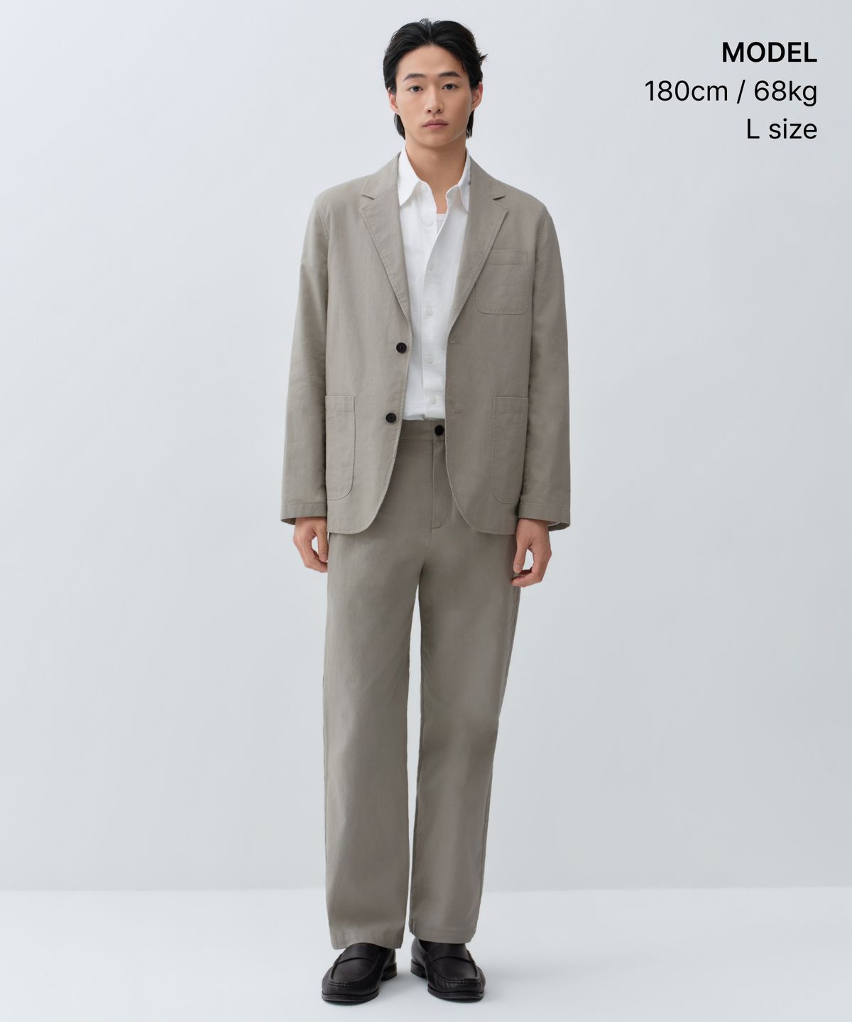 무신사 스탠다드(MUSINSA STANDARD) [시티 워커스] 린넨 블렌드 블레이저 [그레이쉬 베이지]