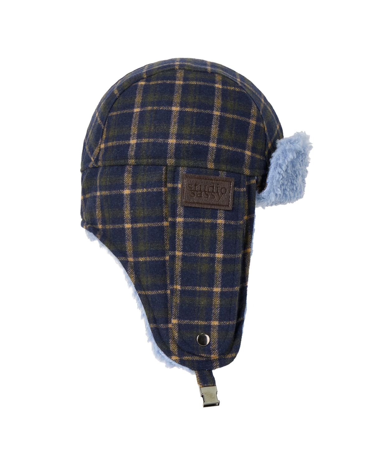 유얼쎄시(YOUR SASSY) Fuzzy Bunny Check Trapper Hat (BLUE)