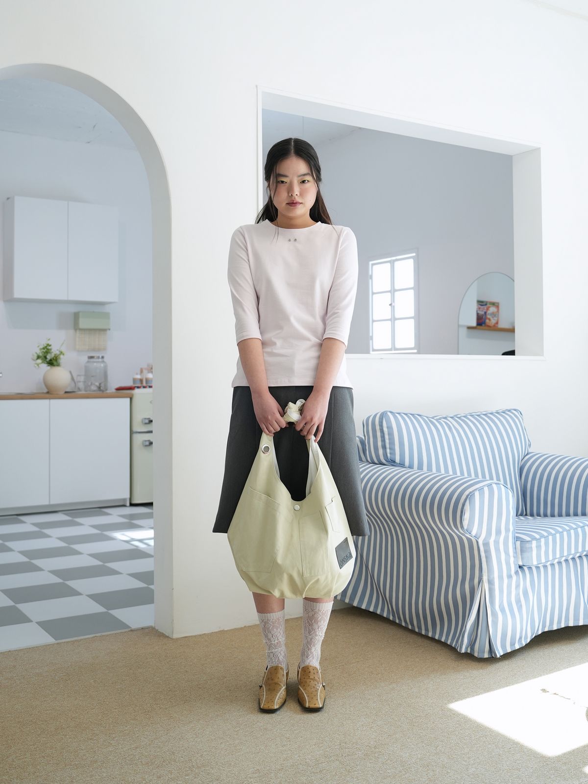 온스카(ONSKA) COMFY 3/4 SLEEVE T (PINK)