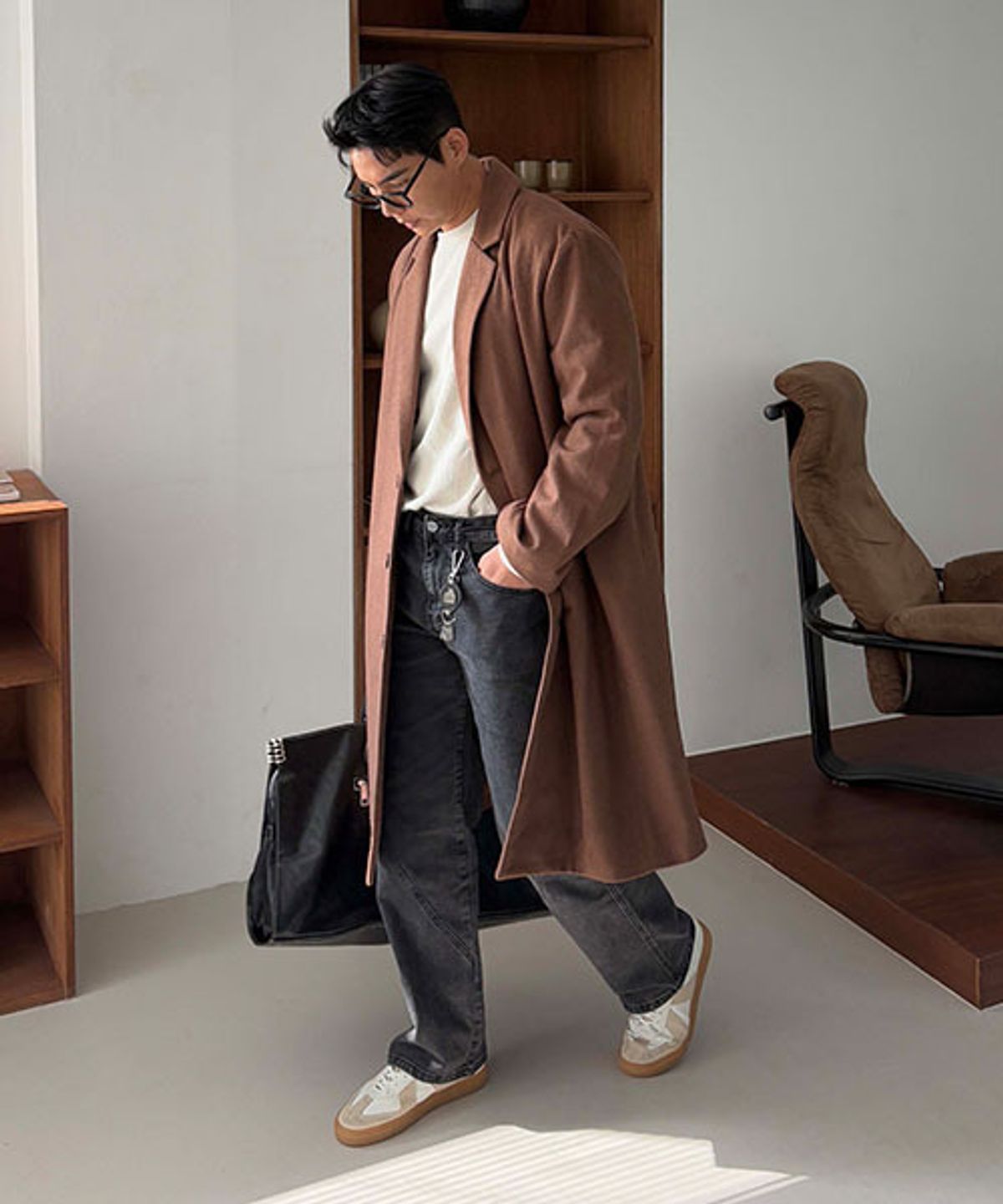 바이모노(BYMONO) [Big Size M-6XL] 모노 캐시라이크 오버 싱글코트