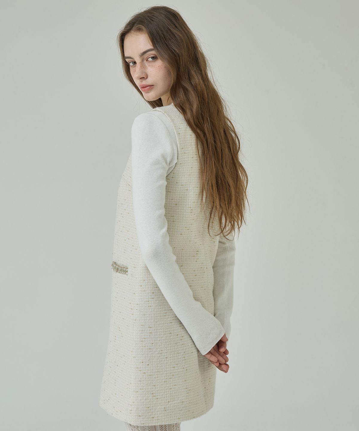 라피네아뜰리에(RAFFINE ATELIER) 클래식 트위드 원피스 아이보리
