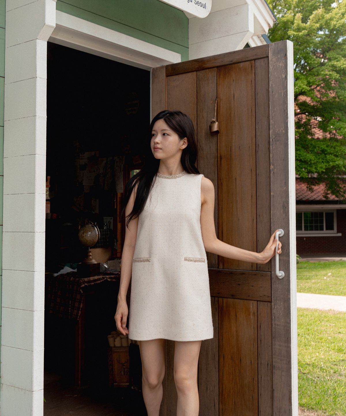 라피네아뜰리에(RAFFINE ATELIER) 클래식 트위드 원피스 아이보리