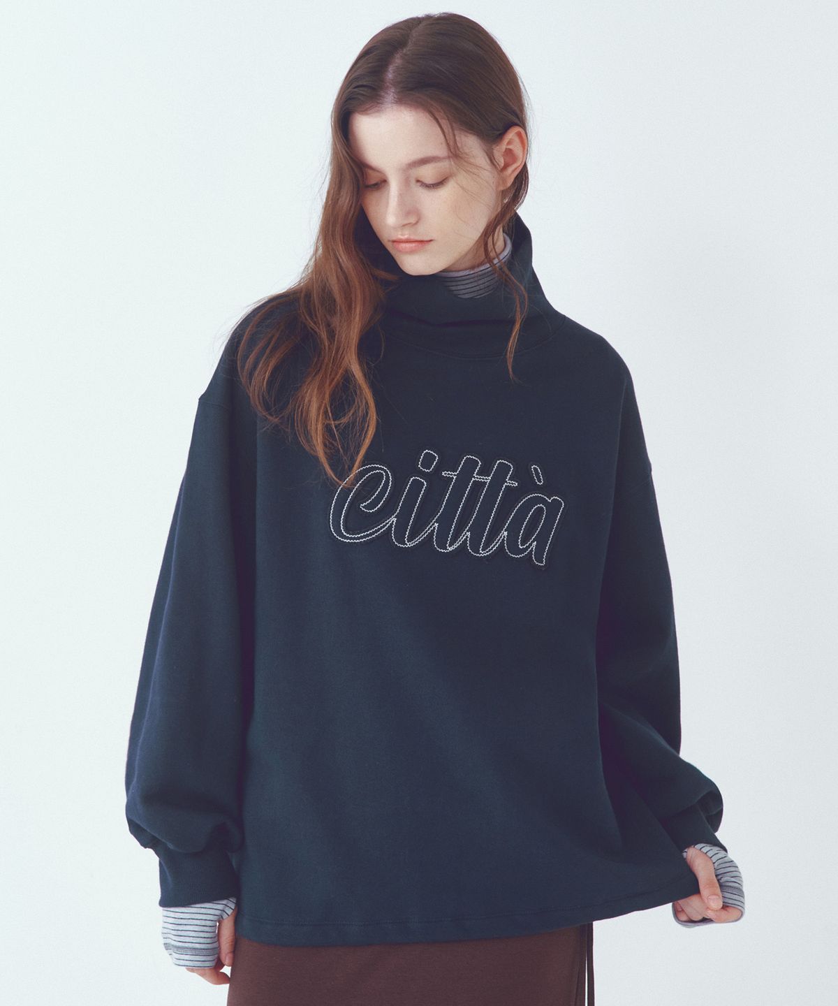 씨타(CITTA) Citta Logo Patch Work High-neck Sweat Shirt_CTT399(Navy)