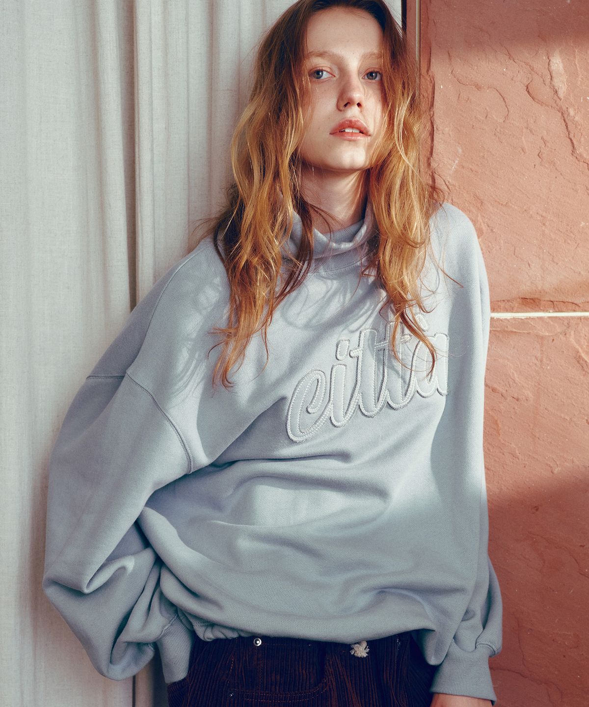 씨타(CITTA) Citta Logo Patch Work High-neck Sweat Shirt_CTT399(Sky Blue)