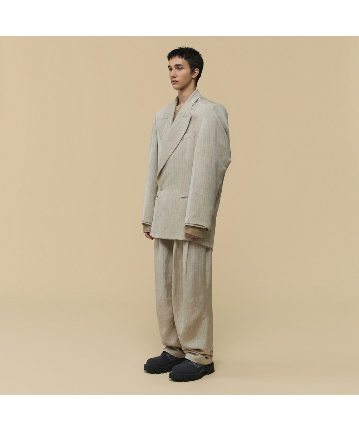 커스텀멜로우(CUSTOMELLOW) [HED MAYNER] Ivory Linen Curved Pants CWPAW25992BEX
