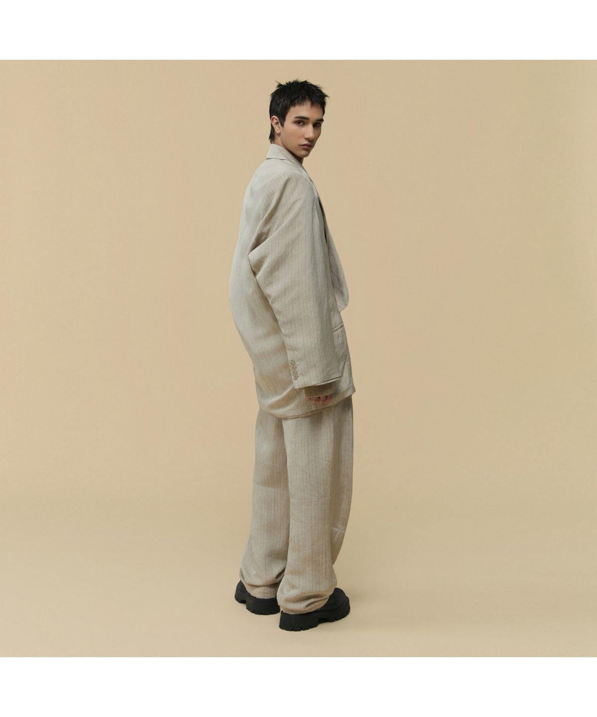 커스텀멜로우(CUSTOMELLOW) [HED MAYNER] Ivory Linen Curved Pants CWPAW25992BEX