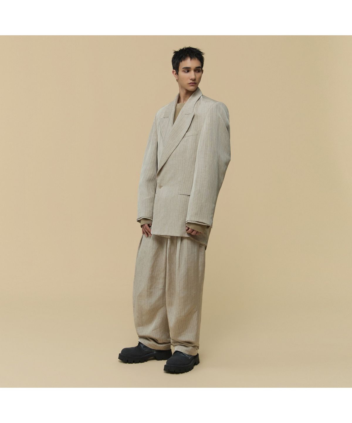 커스텀멜로우(CUSTOMELLOW) [HED MAYNER] Ivory Linen Curved Pants CWPAW25992BEX