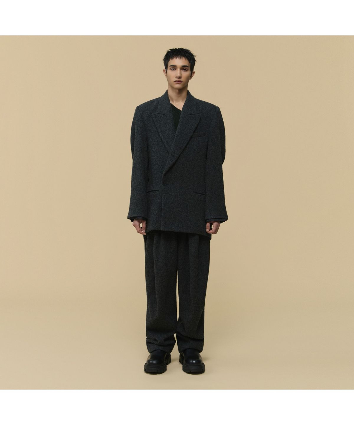 커스텀멜로우(CUSTOMELLOW) [HED MAYNER] Grey Wool Curved Pants CWPAW25991GYX