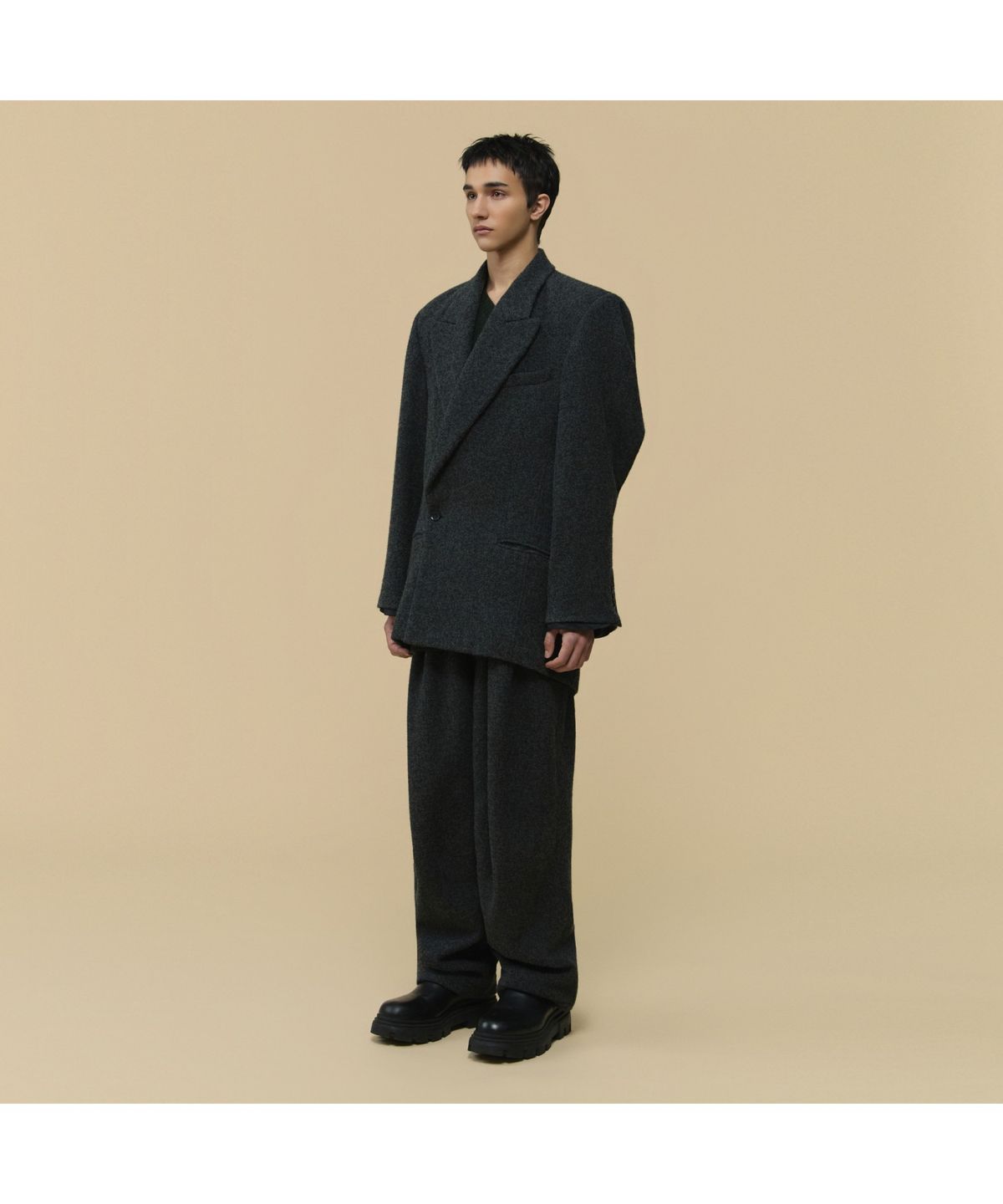 커스텀멜로우(CUSTOMELLOW) [HED MAYNER] Grey Wool Curved Pants CWPAW25991GYX