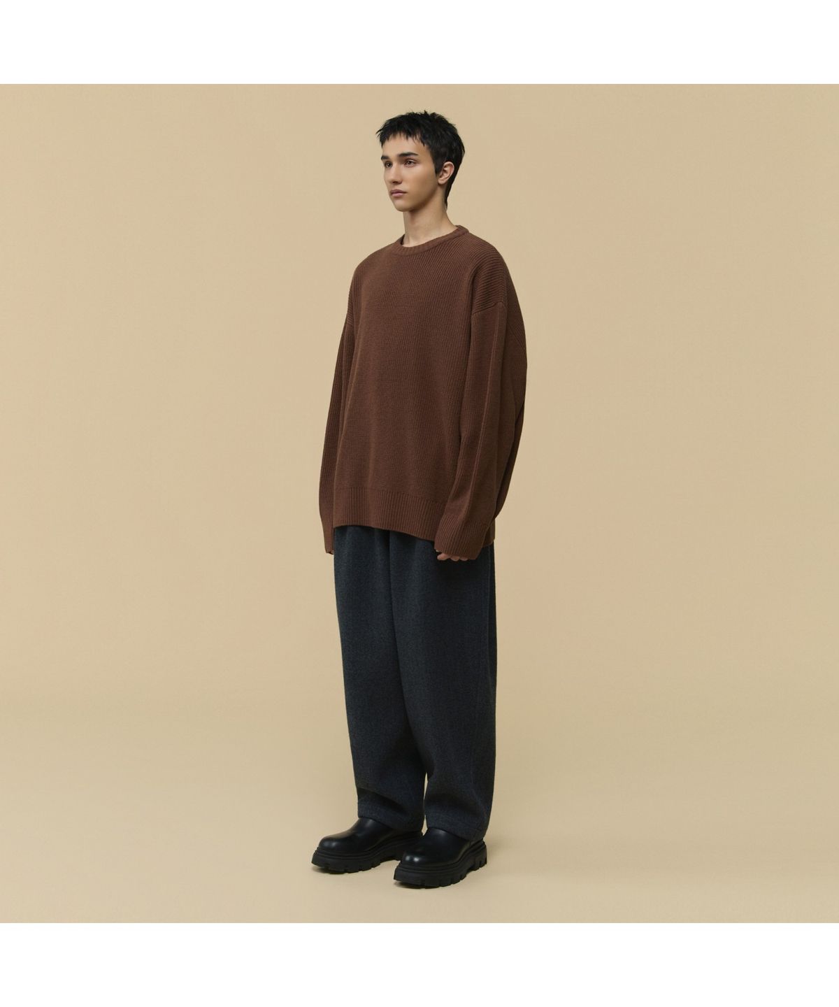 커스텀멜로우(CUSTOMELLOW) [HED MAYNER] Brown Oversized Fit Wool Sweater CWWAW25991BRX
