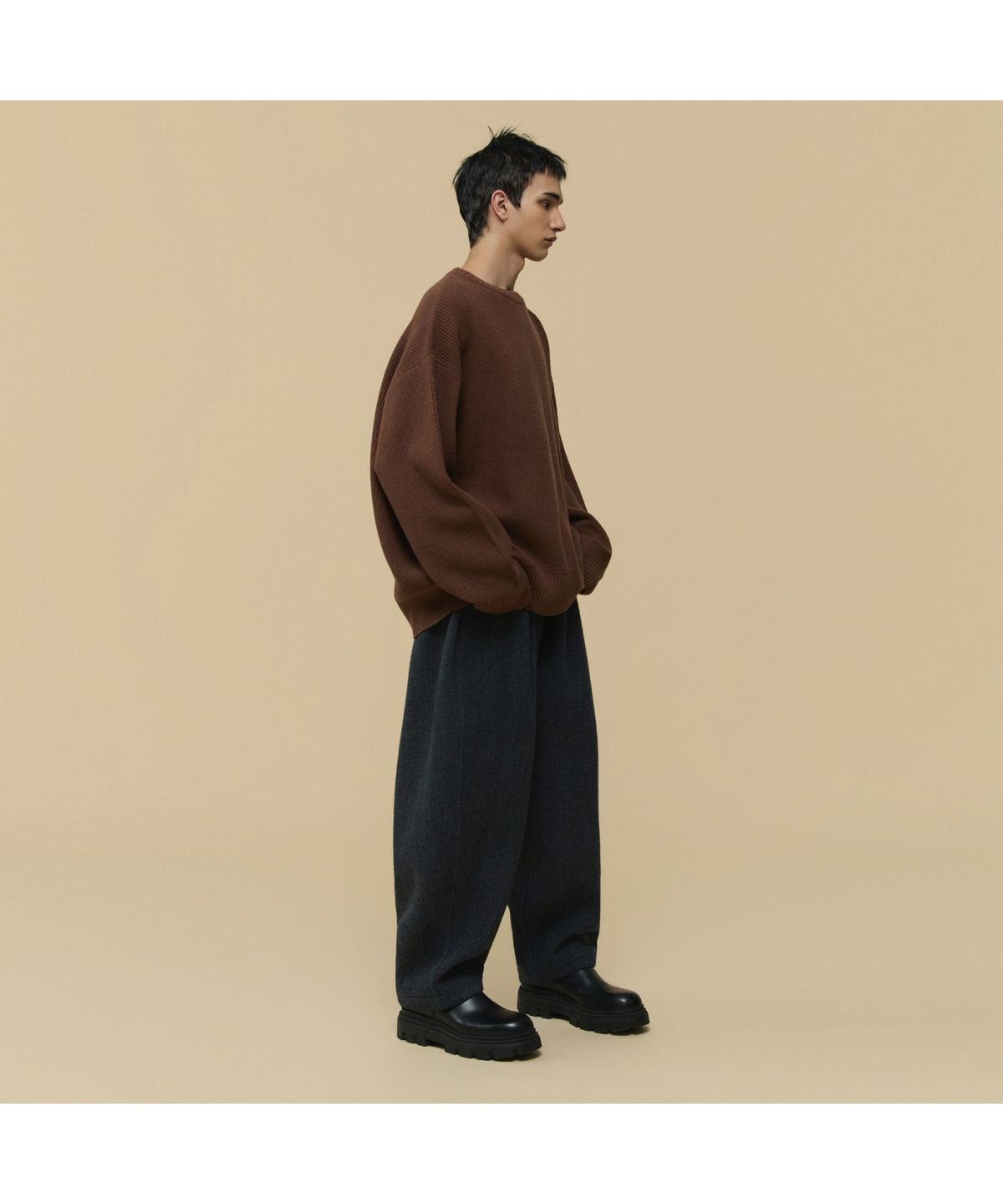 커스텀멜로우(CUSTOMELLOW) [HED MAYNER] Brown Oversized Fit Wool Sweater CWWAW25991BRX