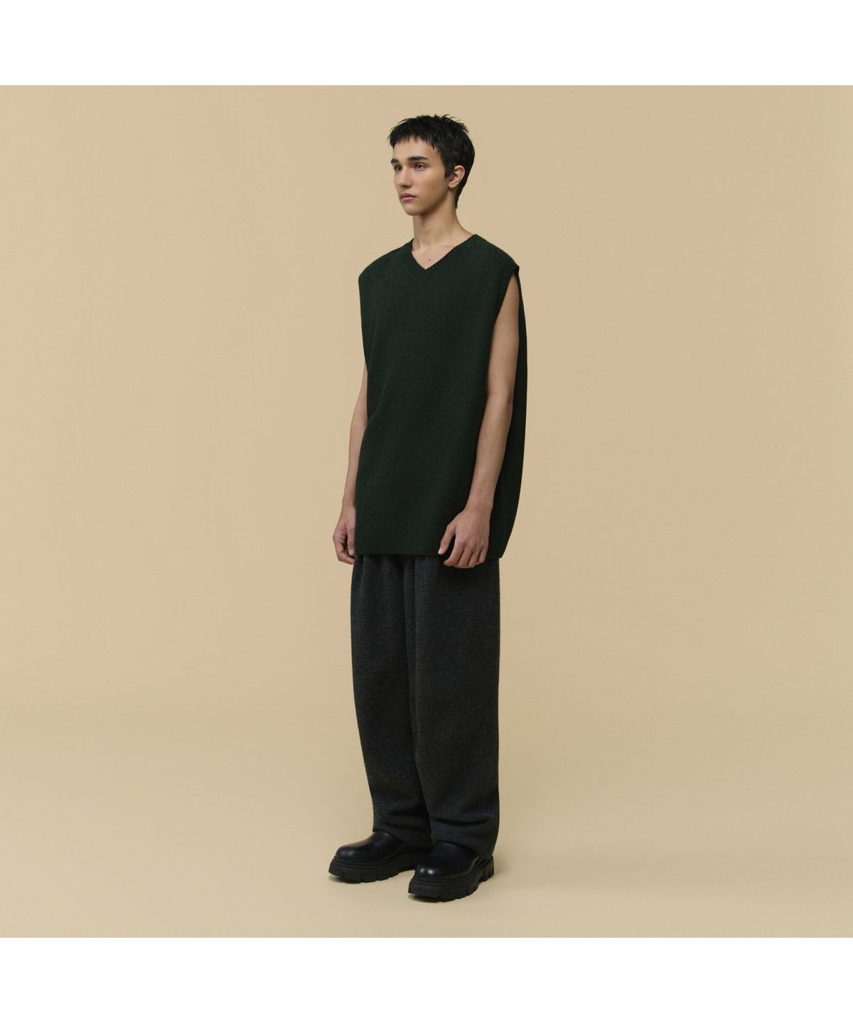 커스텀멜로우(CUSTOMELLOW) [HED MAYNER] Green Wool Twisted Vest CWWAW25992GRX