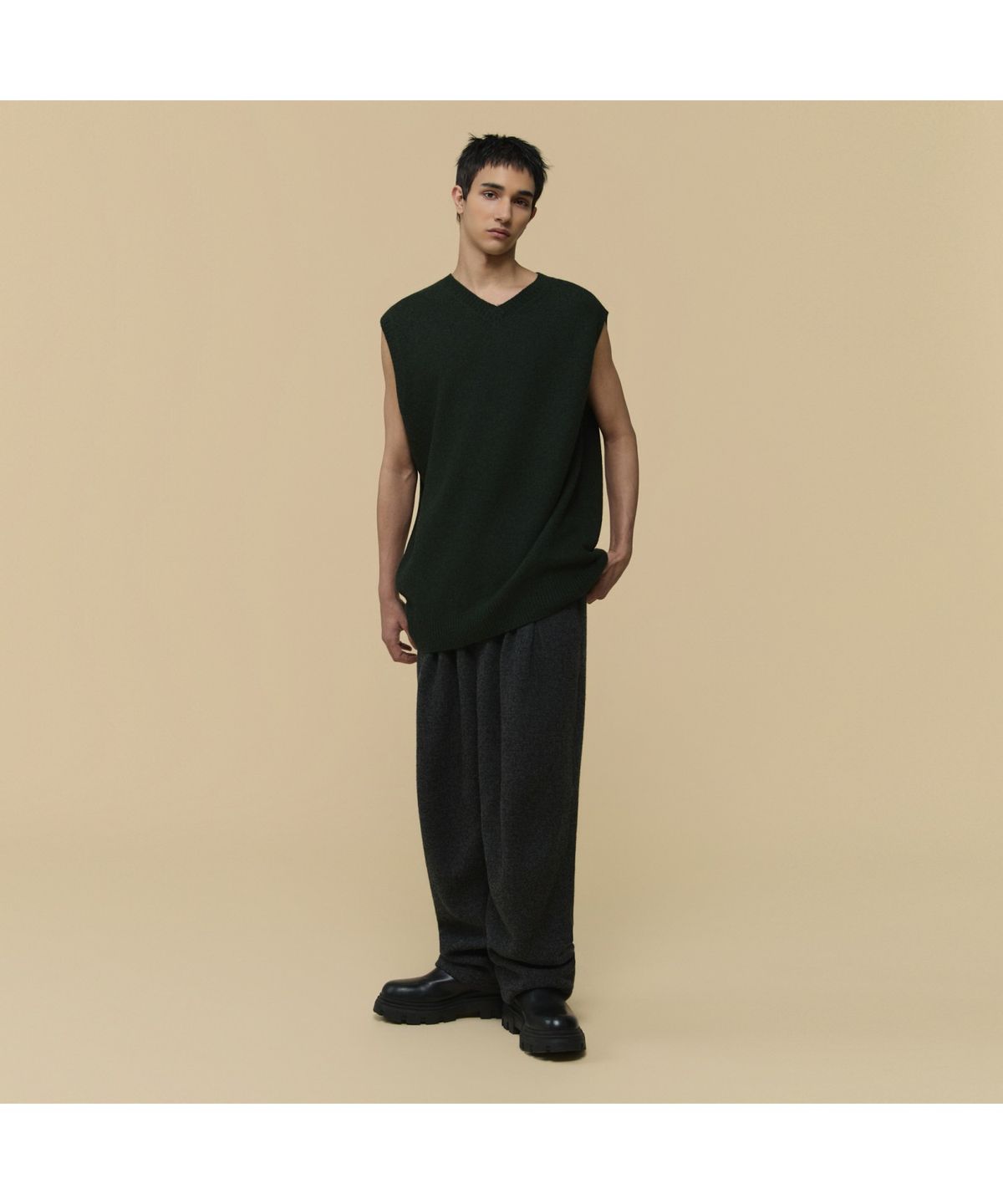 커스텀멜로우(CUSTOMELLOW) [HED MAYNER] Green Wool Twisted Vest CWWAW25992GRX