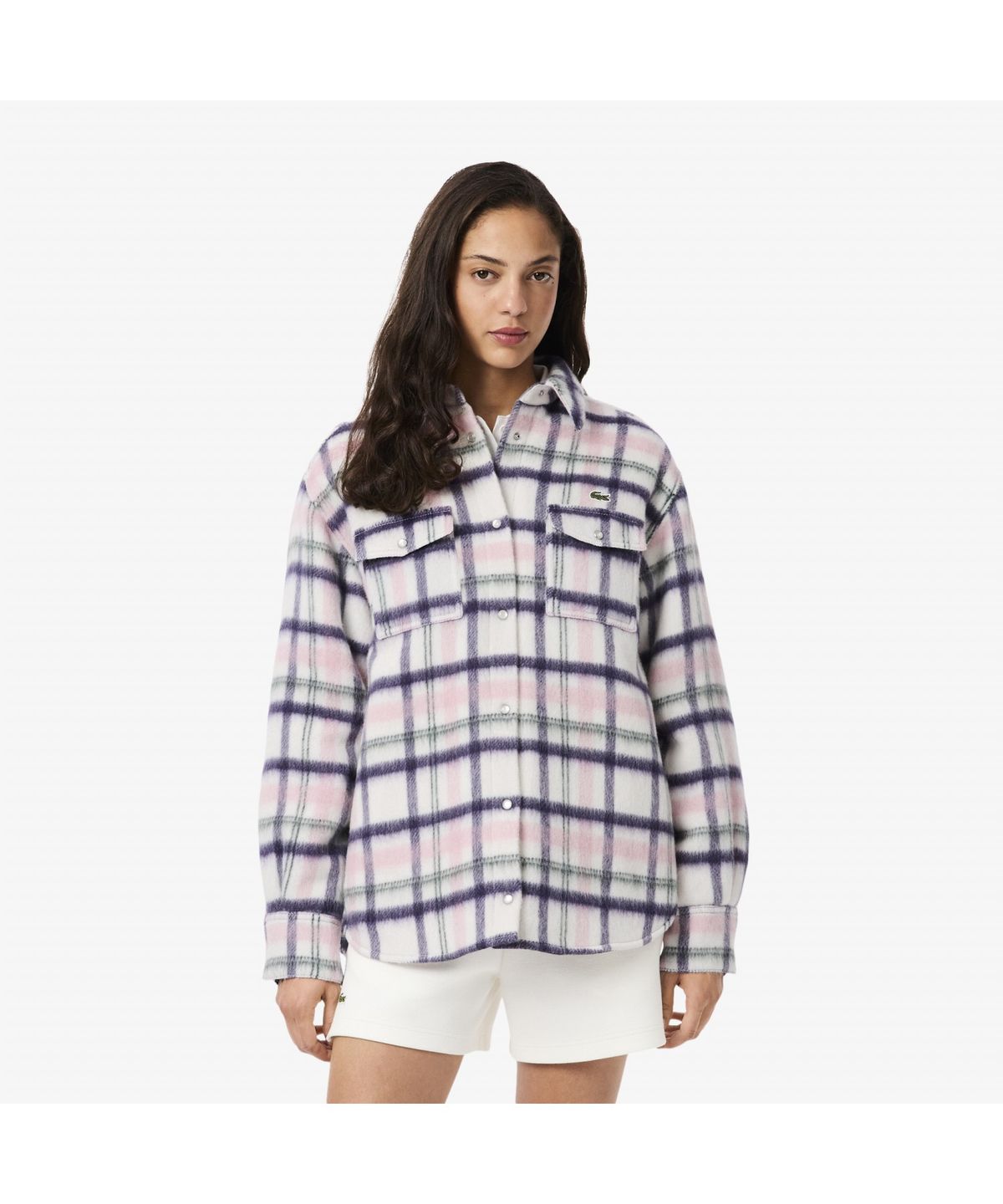라코스테(LACOSTE) 여성 셔츠형 울체크 아우터 BF8435-55N AI9
