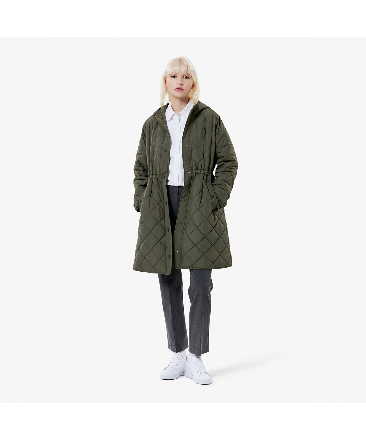 라코스테(LACOSTE) 여성 후디 퀼팅 롱점퍼 BF654E-55N E9F