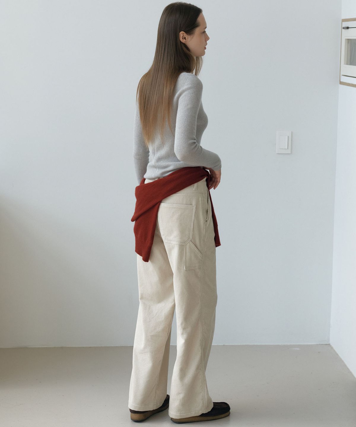아위(AHWE) CORDUROY WIDE PANTS_IVORY